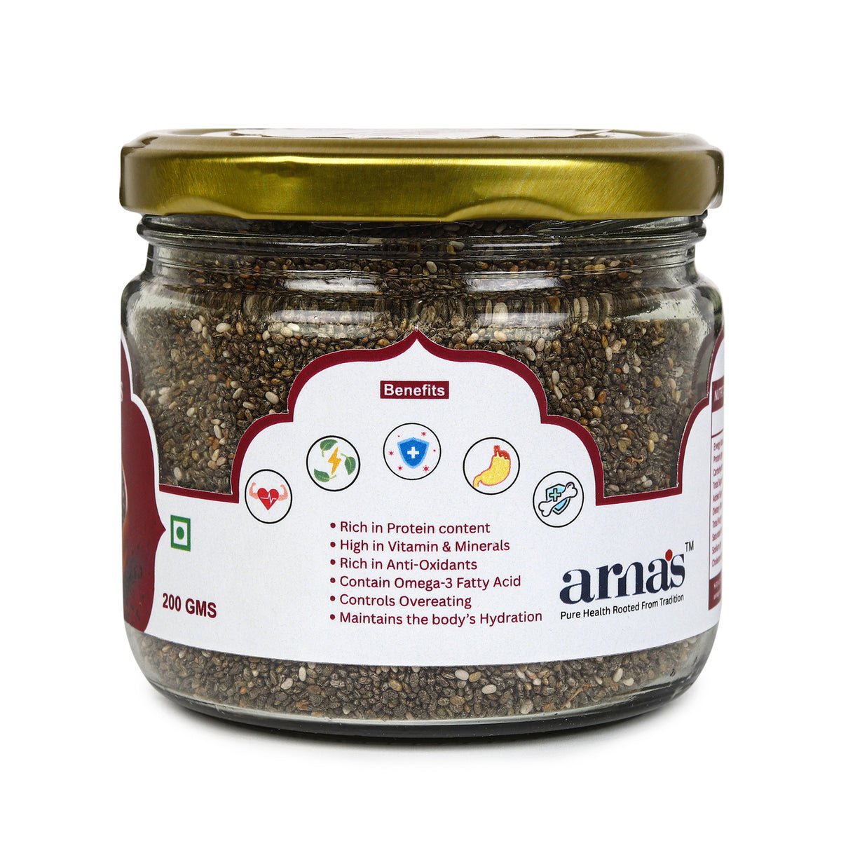 Premium Chia Seeds 200g | 100% Natural High Protein Seeds – Dried Fruits, Nuts & Seeds on Brown Living™. SKU: ARNAS-1. Img 2.