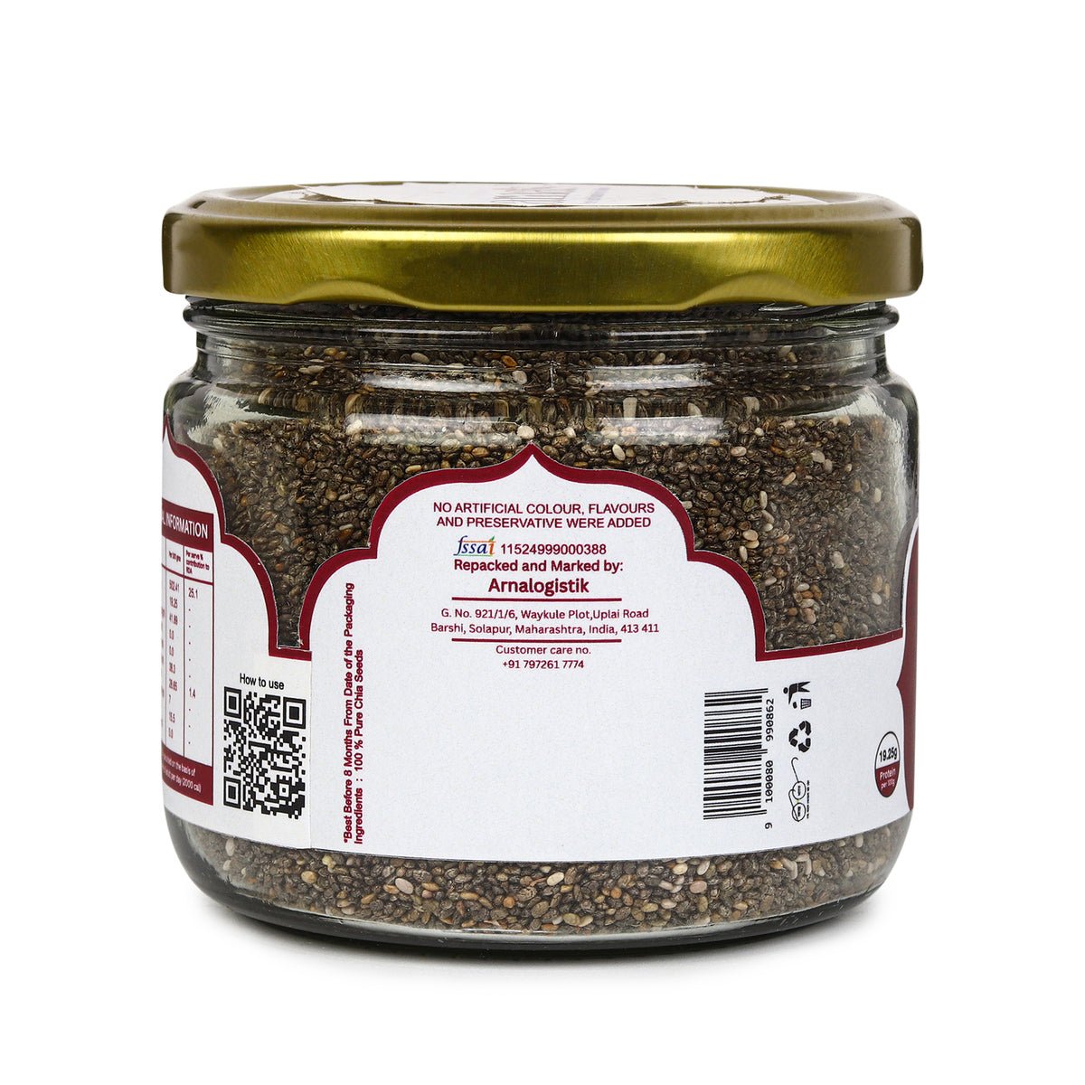 Premium Chia Seeds 200g | 100% Natural High Protein Seeds – Dried Fruits, Nuts & Seeds on Brown Living™. SKU: ARNAS-1. Img 4.