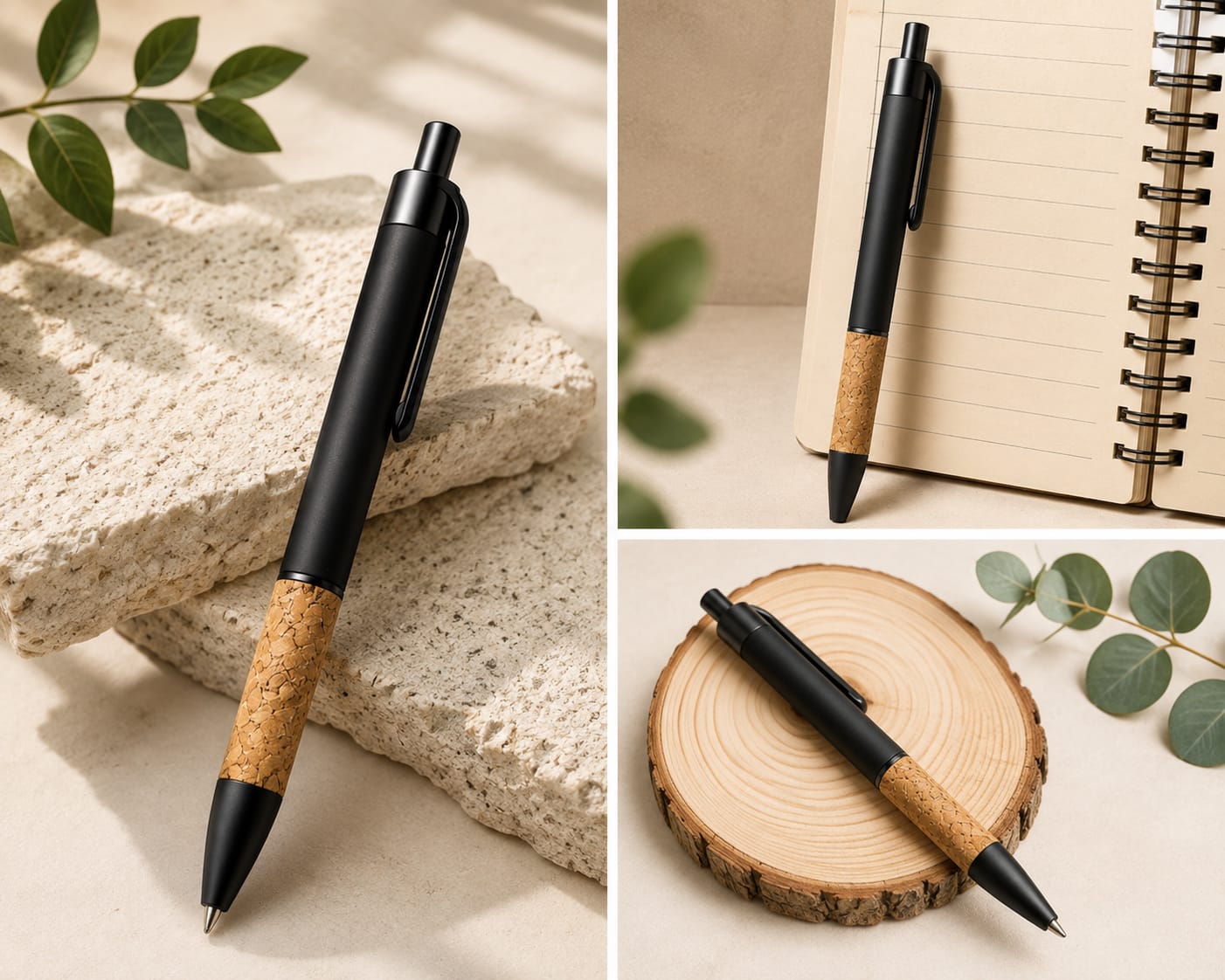 Premium Cork & Metal Ball Pen | Eco-Friendly Executive Pen – Pens on Brown Living™. SKU: BRC-CMP-01. Img 1.