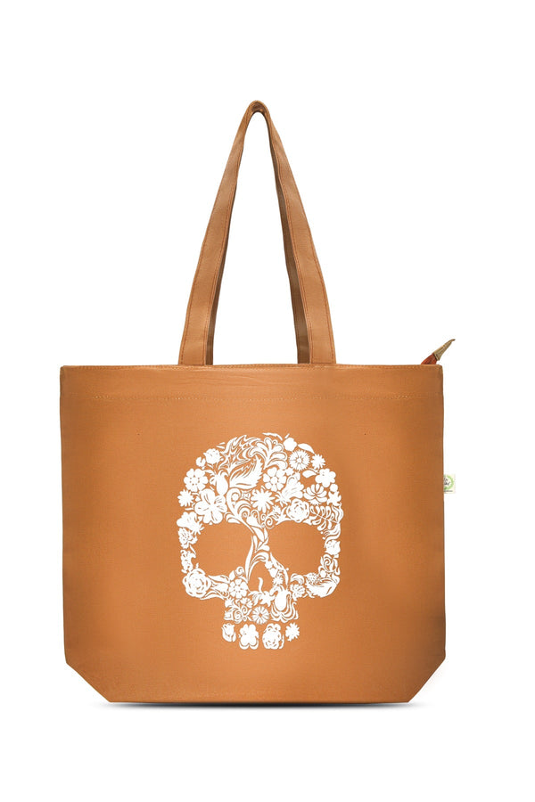 Premium Cotton Canvas Tote Bag with Zip- Tan | Verified Sustainable Tote Bag on Brown Living™