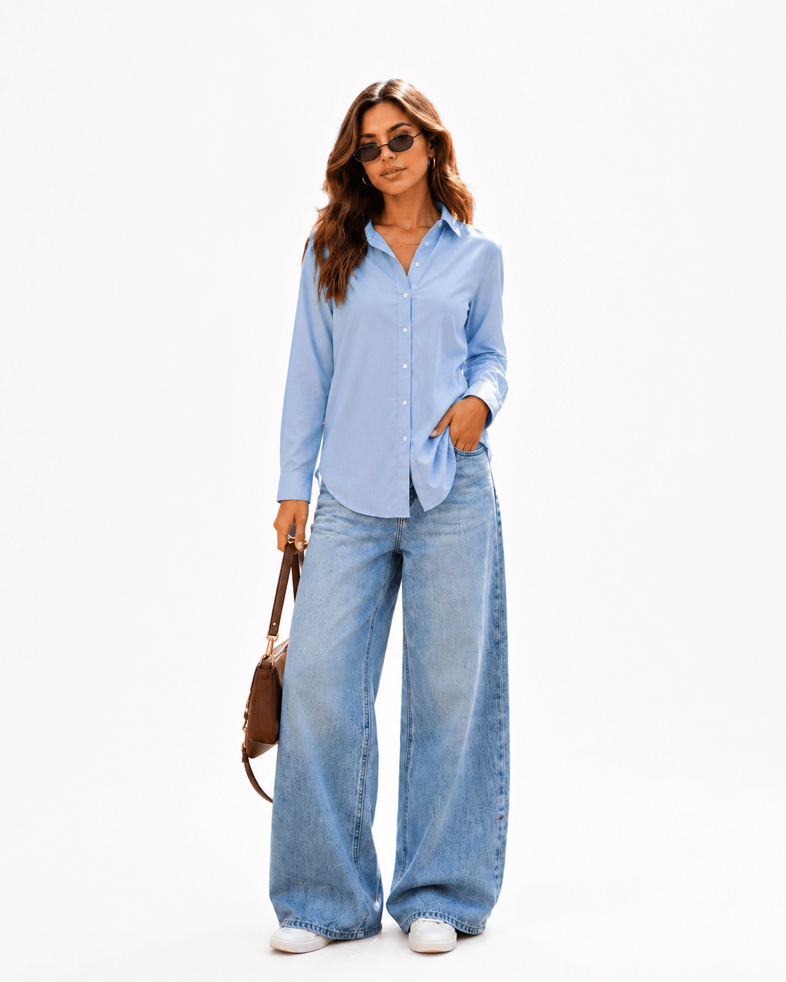 Premium Cotton Earth String Shirt For Women – Womens Shirt on Brown Living™. SKU: W-STRING-BLU-M1. Img 4.