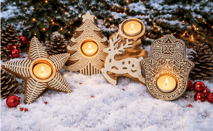 Premium Festive Tea Light Holder Set Of 2 Decorative Candle Holders – Candles & Fragrances on Brown Living™. SKU: OEP719a. Img 1.