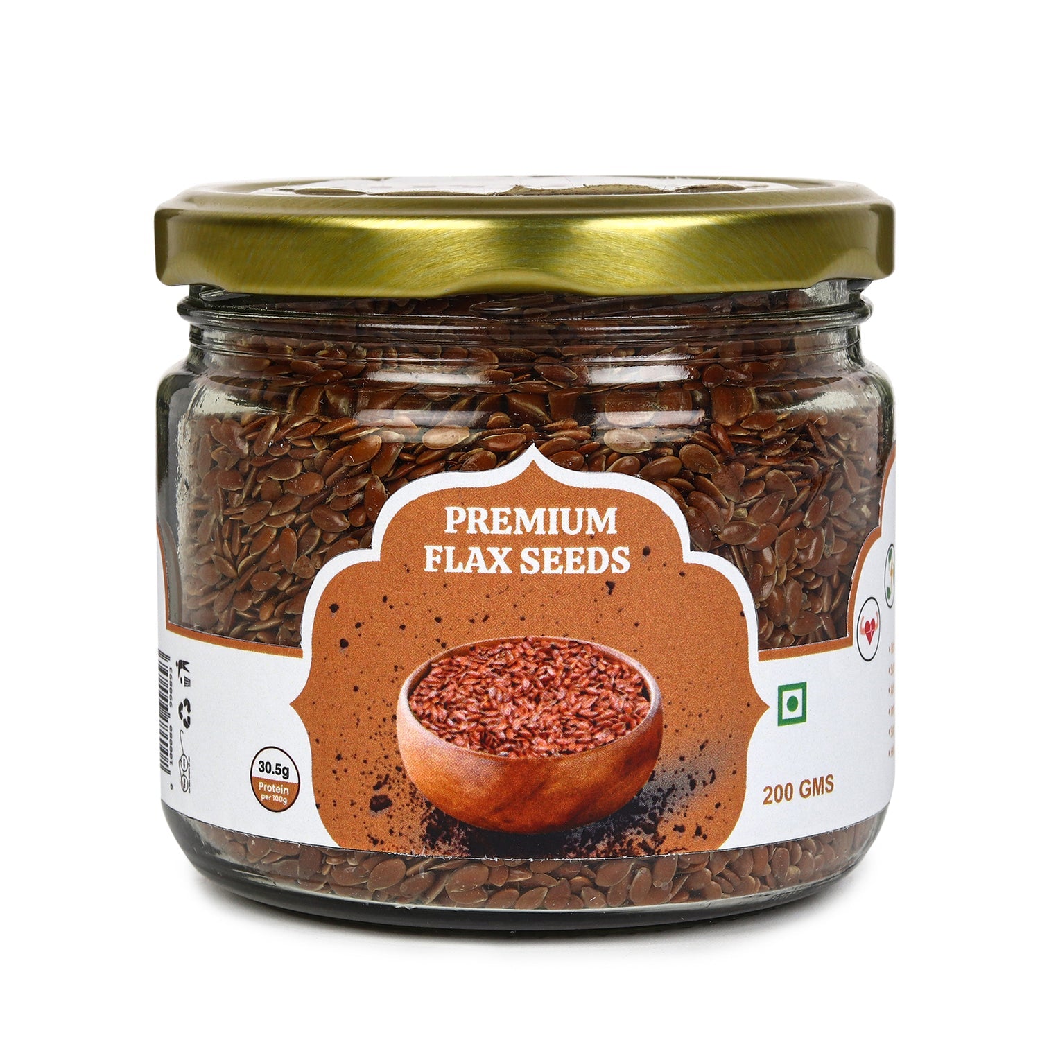 Premium Flax Seeds 200g | Natural High Fiber Seeds – Dried Fruits, Nuts & Seeds on Brown Living™. SKU: ARNAS-4. Img 1.