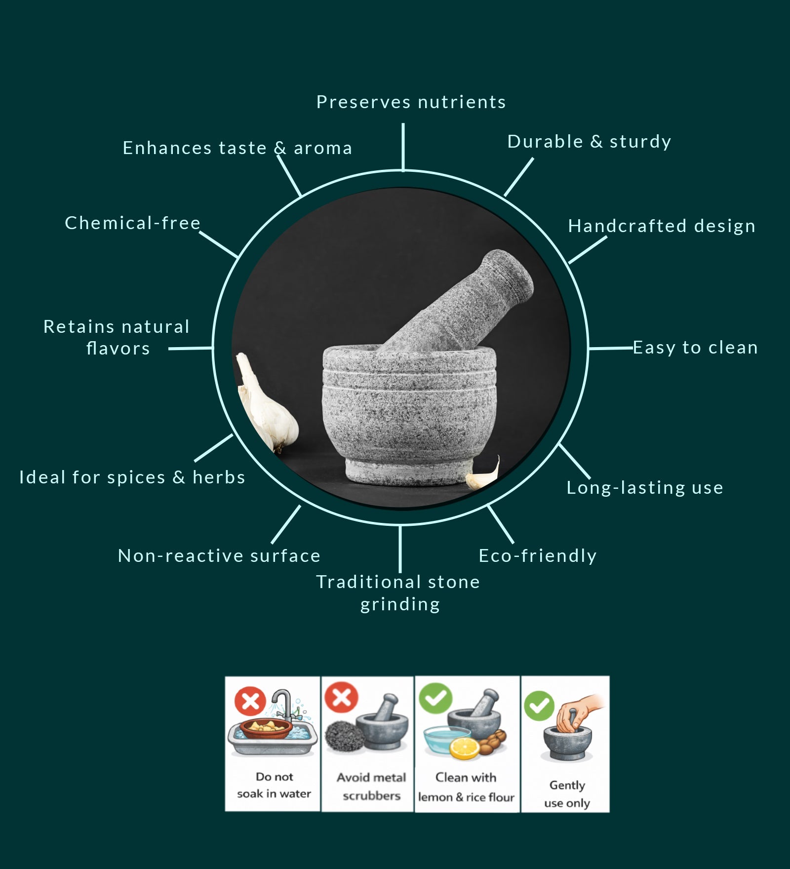 Premium Handmade Uthukuli Stone Mortar And Pestle | Small – Kitchen Tools on Brown Living™. SKU: S0. Img 4.