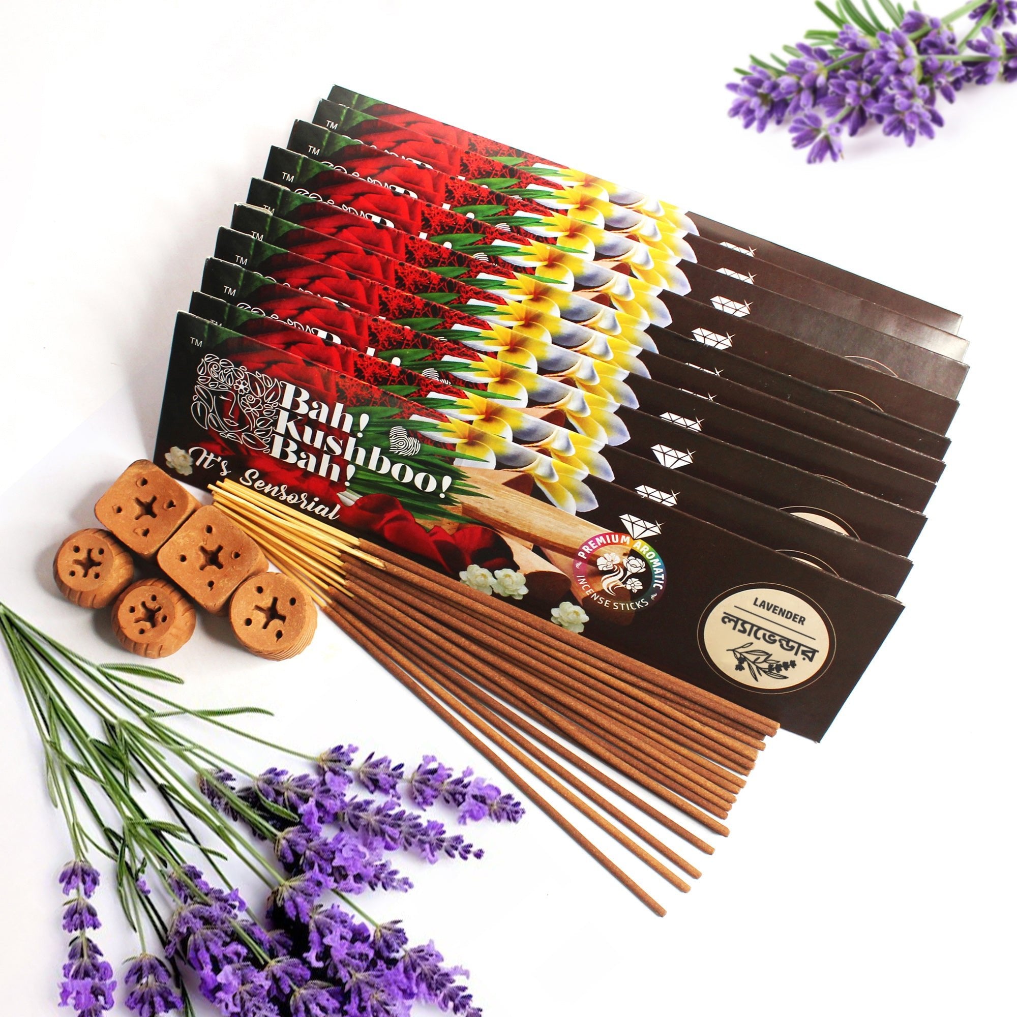 Premium Long - Lasting Aromatic Incense Sticks for Home & Meditation – Pooja Needs on Brown Living™. SKU: PK - INS - LAV - 500GM. Img 13.