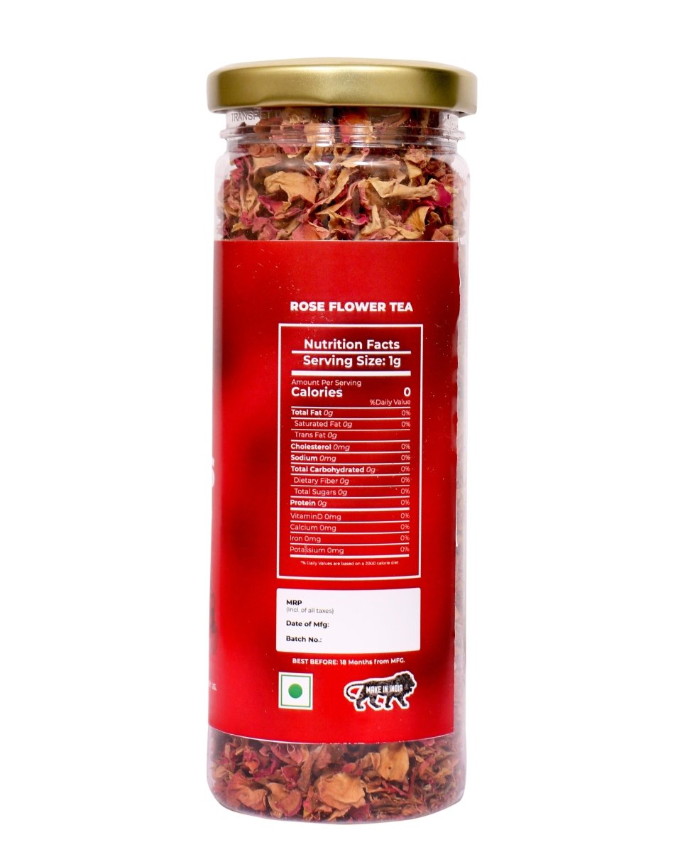 Premium Rose Petal Tea | Aromatic Herbal Tea for Skin Glow & Digestion – Tea by JUNGLE STING available on Brown Living™. . SKU: JSROSETEA. Img 3.