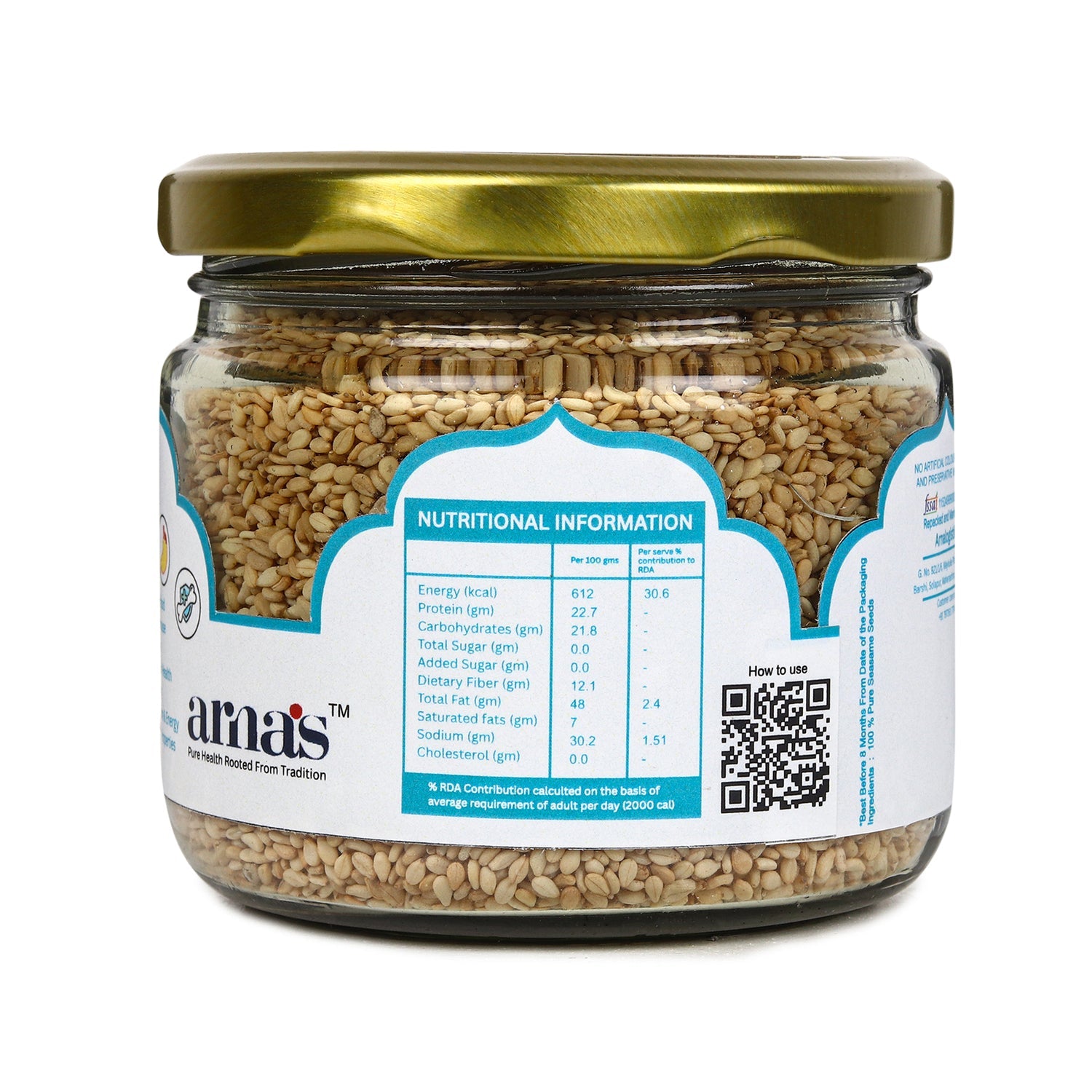 Premium Sesame Seeds 200g | Natural Protein Rich Seeds – Dried Fruits, Nuts & Seeds on Brown Living™. SKU: ARNAS-6. Img 3.