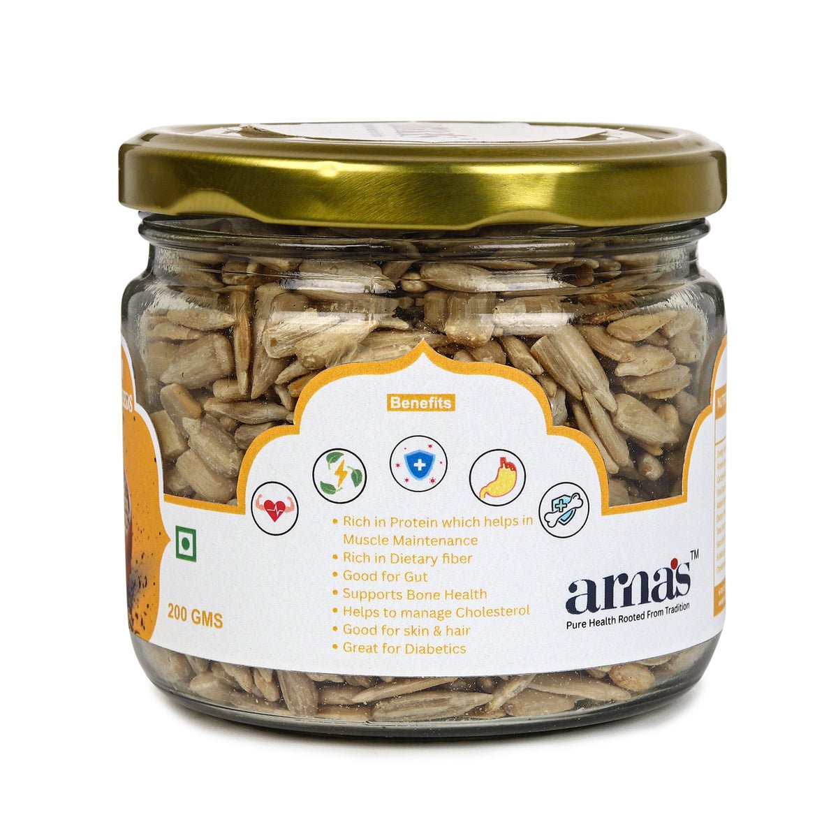 Premium Sunflower Seeds 200g | Pure Natural Protein Seeds – Dried Fruits, Nuts & Seeds on Brown Living™. SKU: ARNAS-3. Img 2.