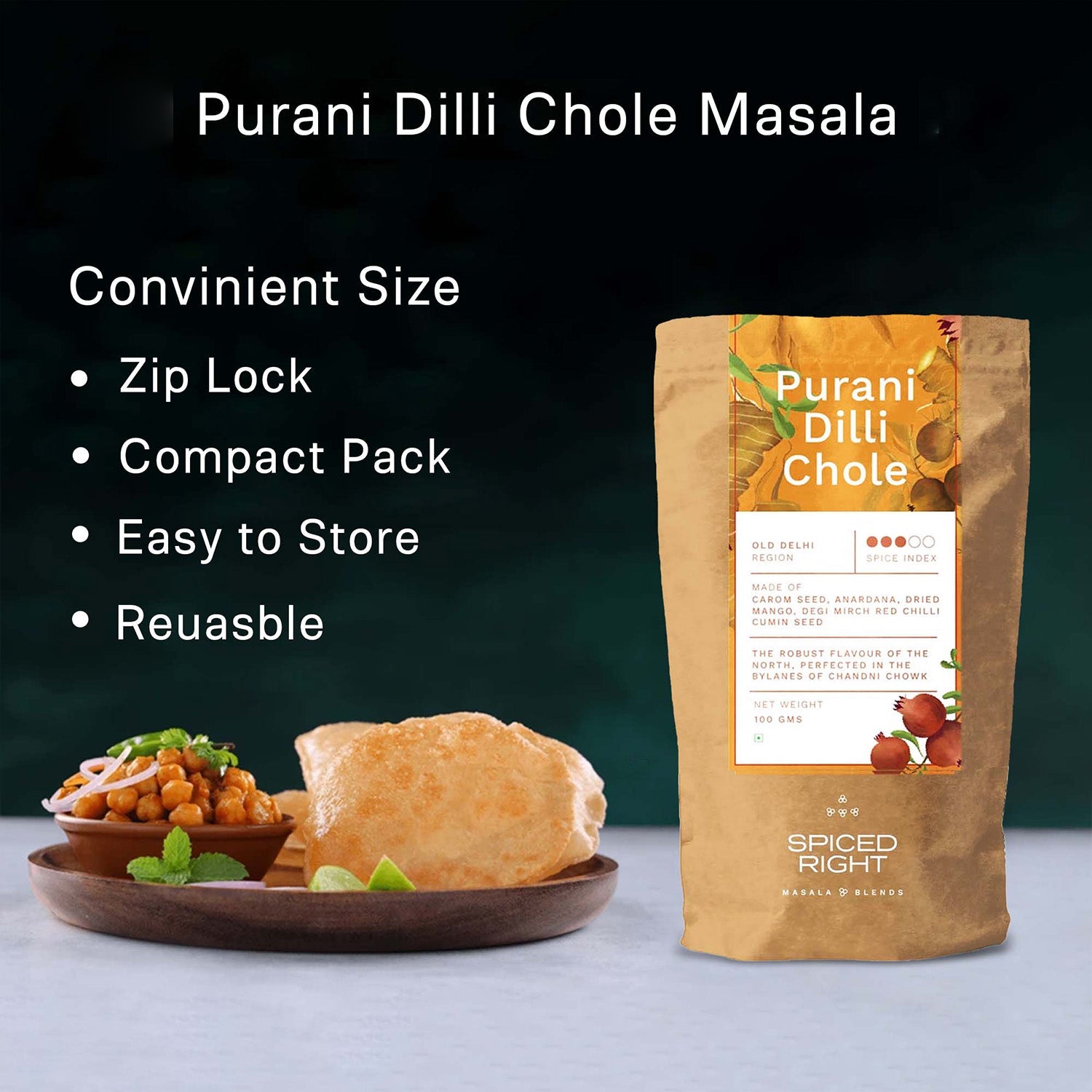 Purani Dilli Chole Masala — Old Delhi Tradition, No Fillers – Seasonings & Spices on Brown Living™. SKU: SR-PDC. Img 3.