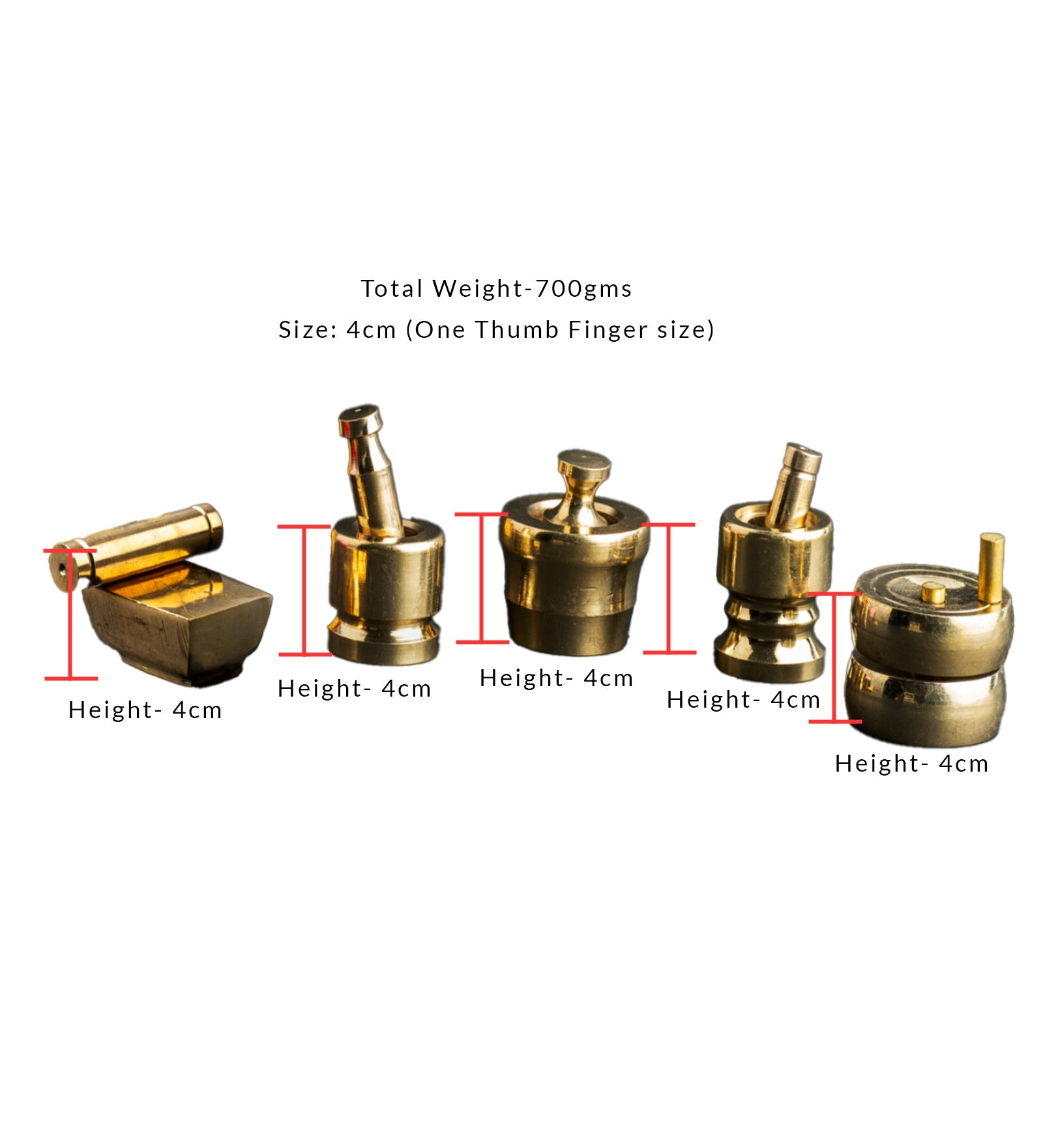 Pure Brass Traditional Vastu Pooja and Grahapravesam Set of 5 – Home Decor on Brown Living™. SKU: PBTVPG-set-of-5-700gm-packof5. Img 3.