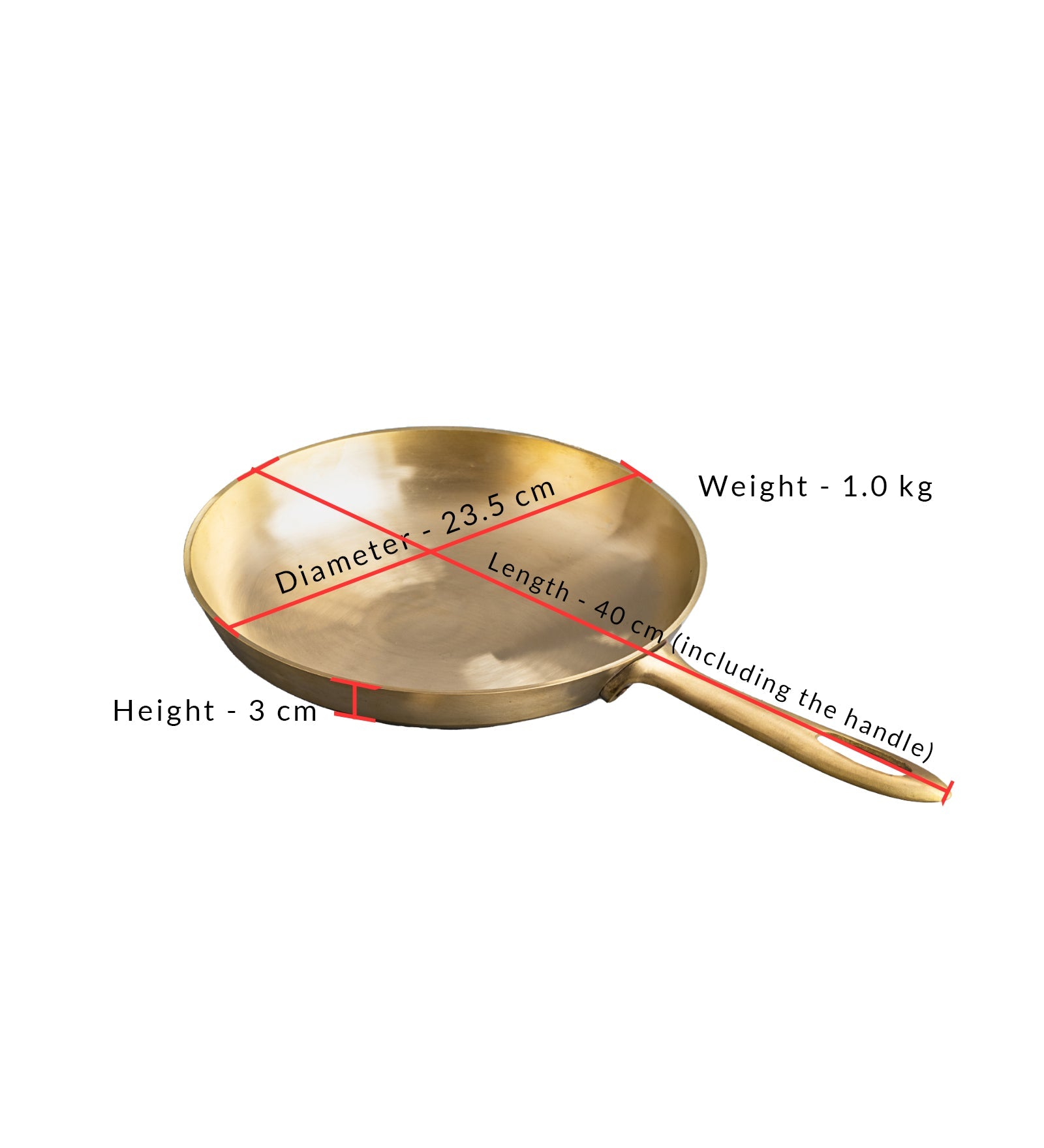 Pure Bronze Handmade Sauté/ Fry Pan – Cookware on Brown Living™. SKU: Bronze-Saute-frypan-1000g-packof1. Img 3.