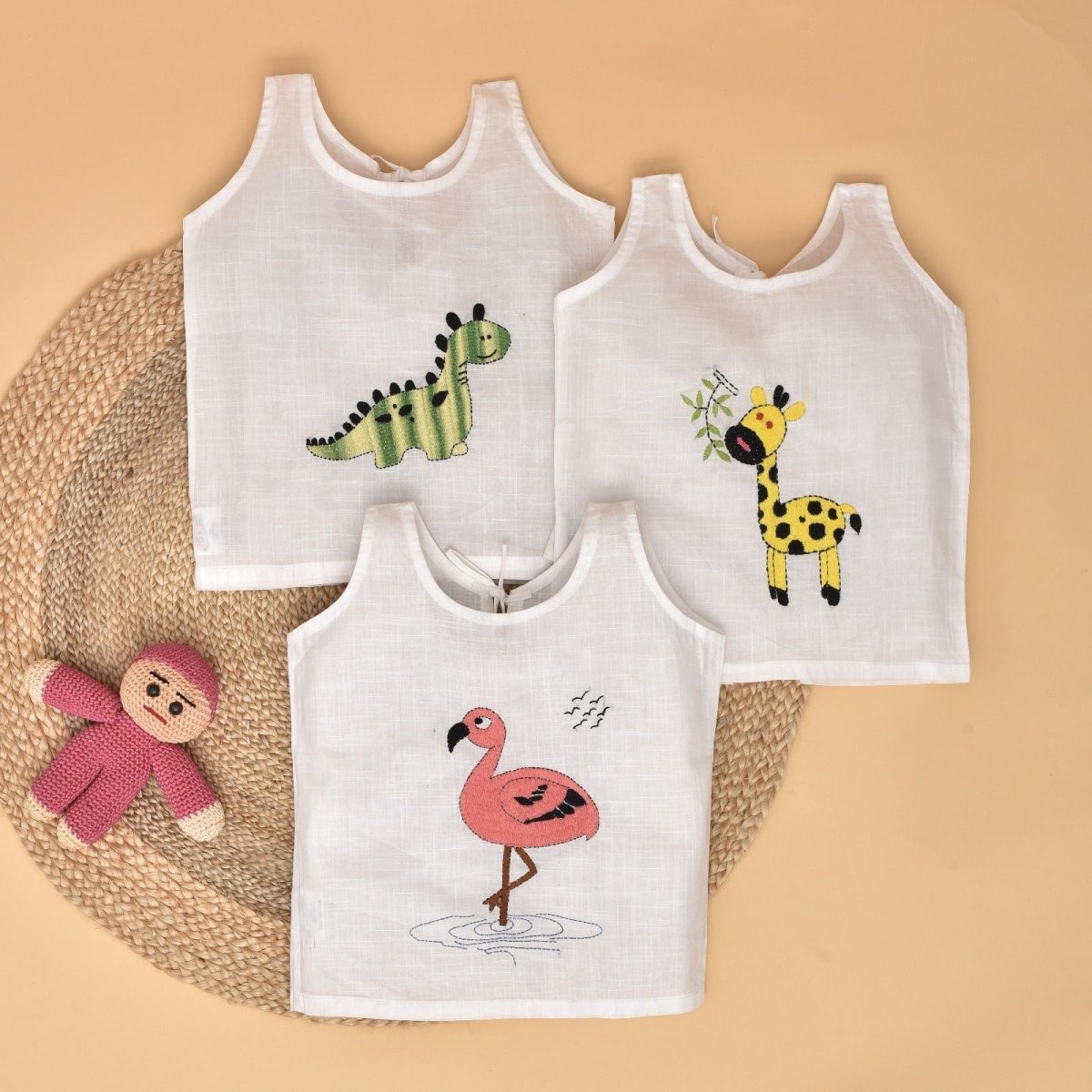 Pure Cotton Baby Jabla Combo Set – Animal Embroidery – Kids Daywear Sets by Stotra available on Brown Living™. M(3 - 6 M) Whimsy Walk. SKU: ST - WW - M. Img 10.