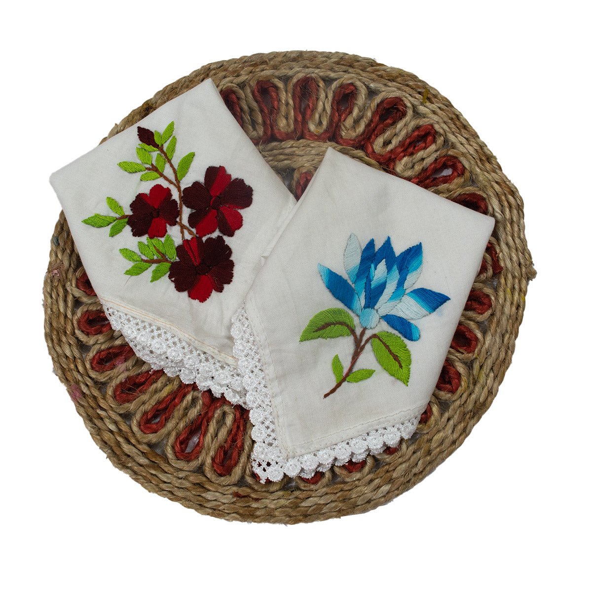 Pure Cotton Hand Embroidered Women’s Handkerchiefs – Handkerchiefs on Brown Living™. SKU: ST-HANKIE-04. Img 5.
