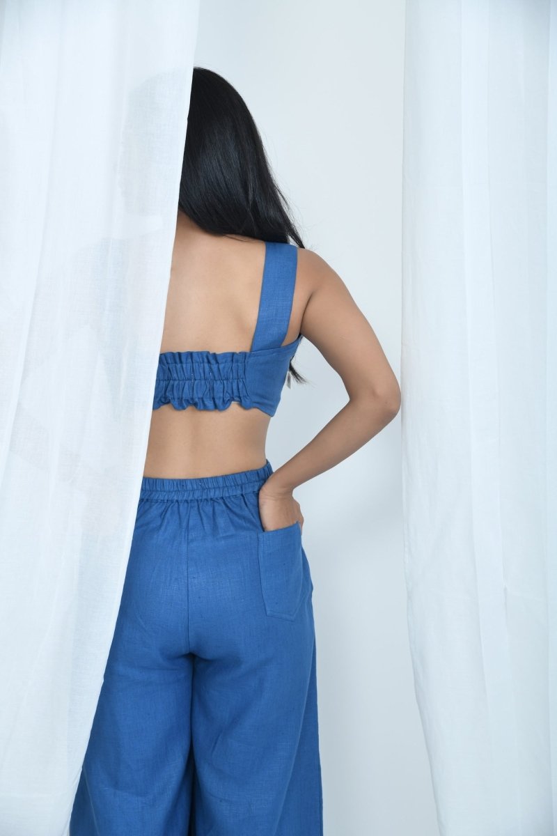 Pure Hemp Crop Top | Soft & Comfortable Fabric | Available in 4 colors – Womens Dress by Pravaah India available on Brown Living™. S Blue. SKU: PRA24CL1IS. Img 5.