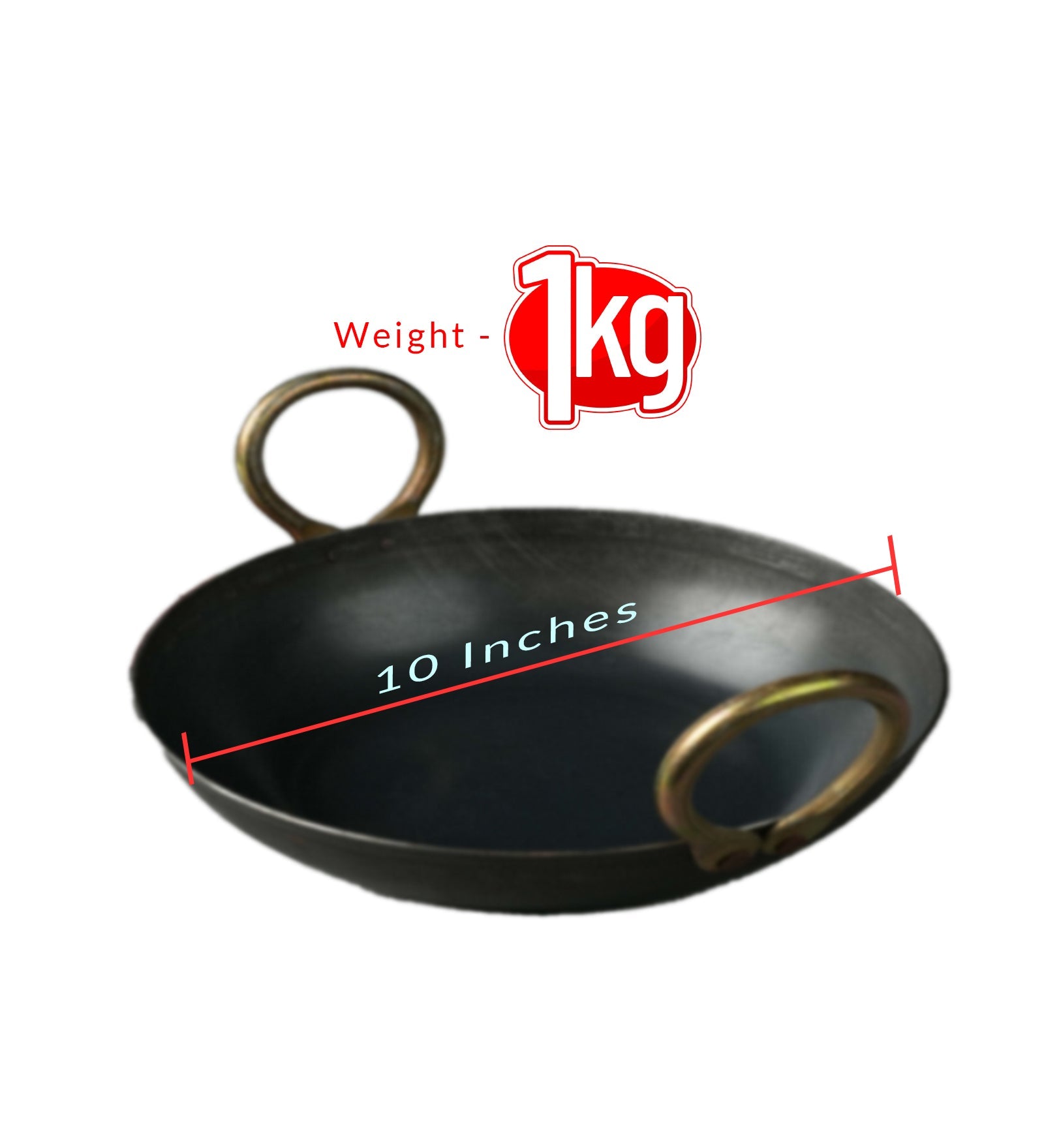 Pure Iron Handmade Kadai (10 Inches) – Cookware on Brown Living™. SKU: Iron-Kadai-1000g-packof1. Img 8.