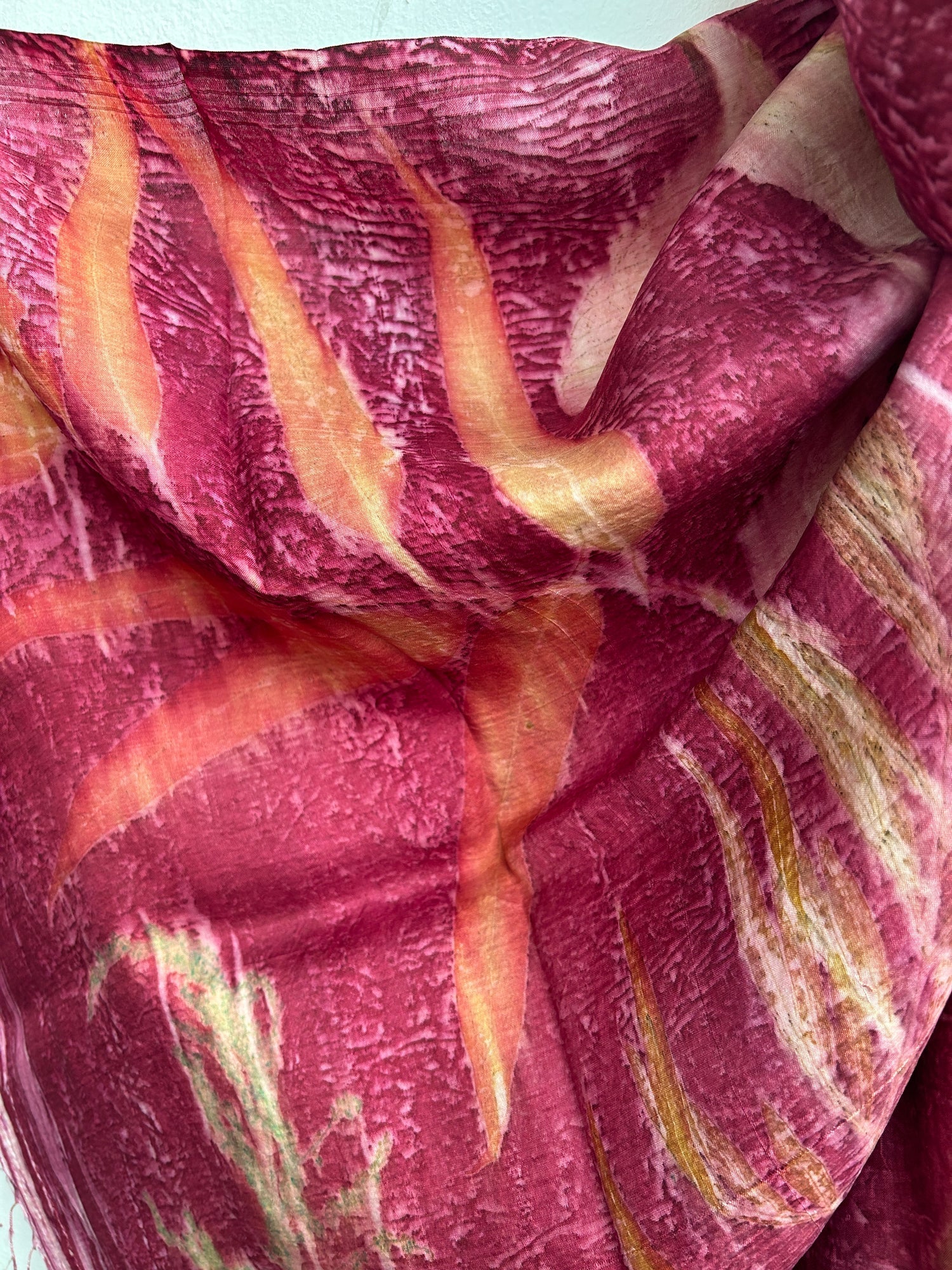 Pure Silk Scarf | Handcrafted Eco - Dyed with Sappanwood & Madder – Womens Scarf on Brown Living™. SKU: CR - SCARF - 001. Img 8.