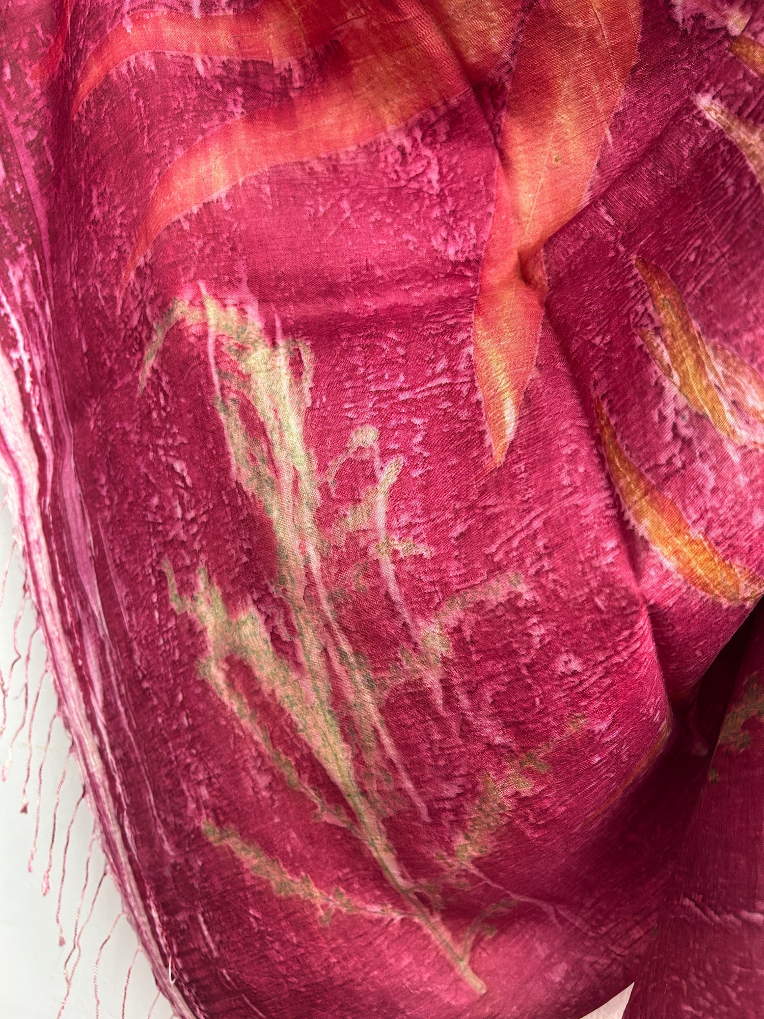 Pure Silk Scarf | Handcrafted Eco - Dyed with Sappanwood & Madder – Womens Scarf on Brown Living™. SKU: CR - SCARF - 001. Img 7.