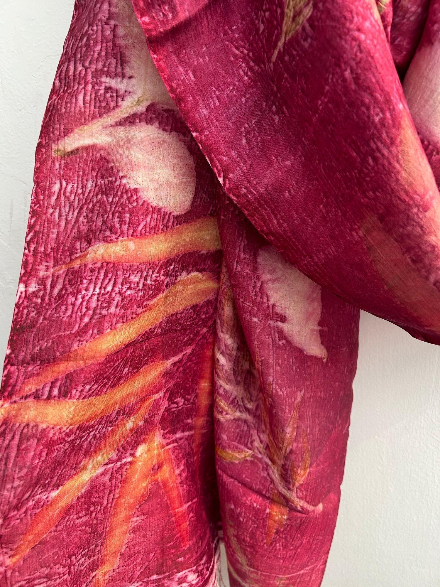 Pure Silk Scarf | Handcrafted Eco - Dyed with Sappanwood & Madder – Womens Scarf on Brown Living™. SKU: CR - SCARF - 001. Img 6.