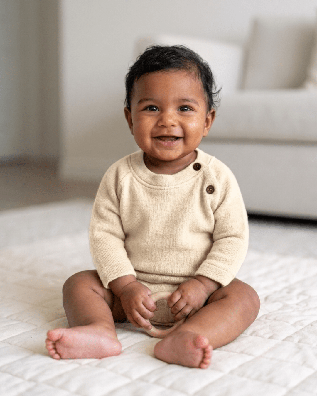Pure Wool Full Sleeved Baby Tee | Herbal Dyed with Sacred Lotus – Kids Daywear Sets on Brown Living™. SKU: STIG03006. Img 2.