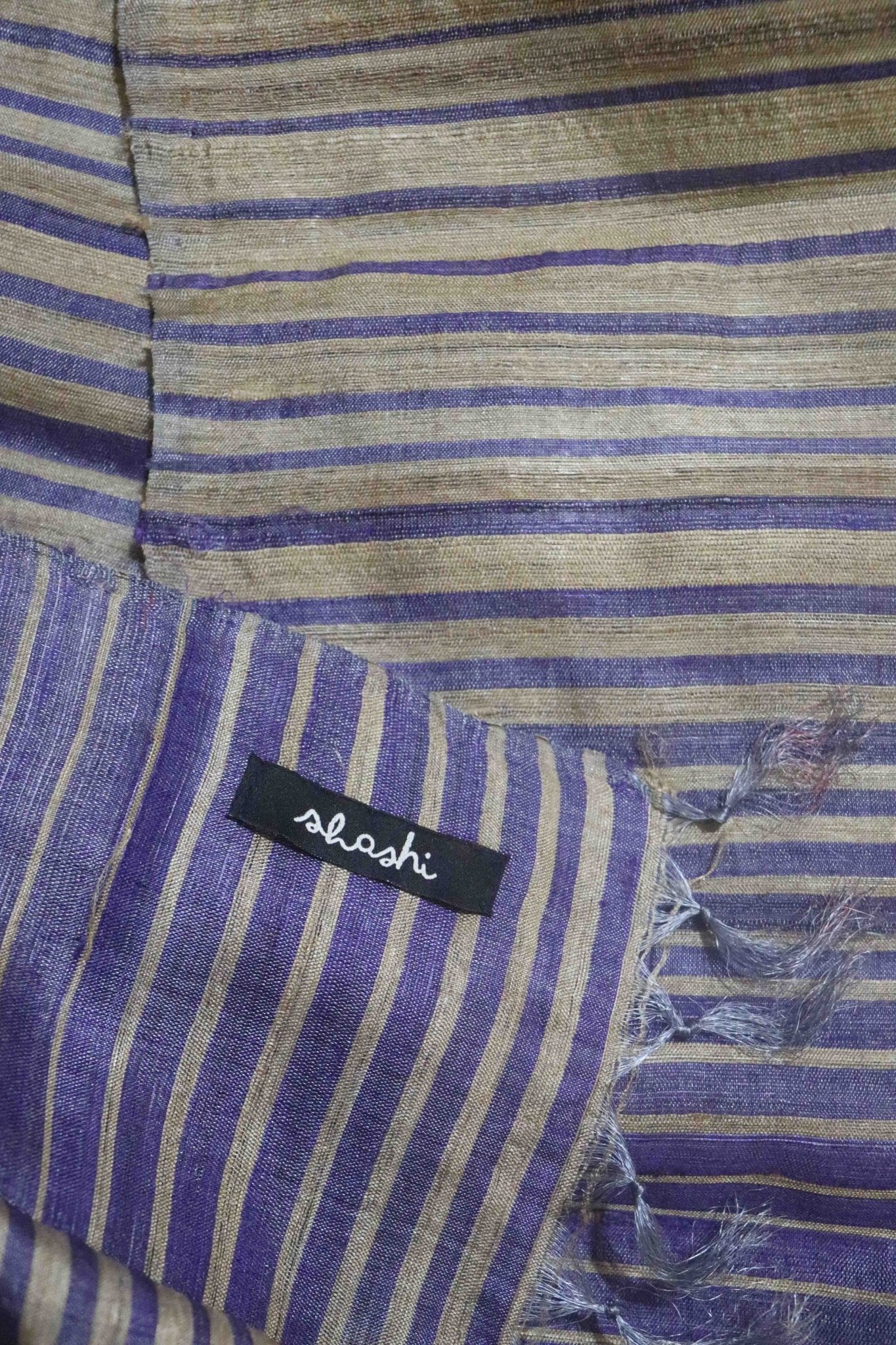 Purple Handcrafted Tassar Silk Stole – Womens Scarf on Brown Living™. SKU: WS25ST08. Img 2.