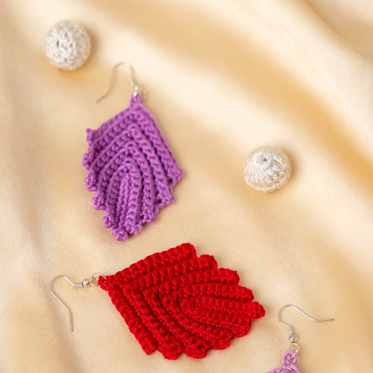 Purple Rain Earrings | Hand Crochet Earrings – Jewellery on Brown Living™. SKU: AM-EAR-PurpleRain. Img 3.