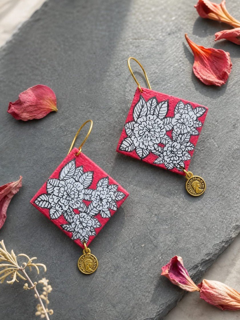 Pyari Upcycled Handmade Textile Earring – Womens Earrings on Brown Living™. SKU: KE20. Img 1.