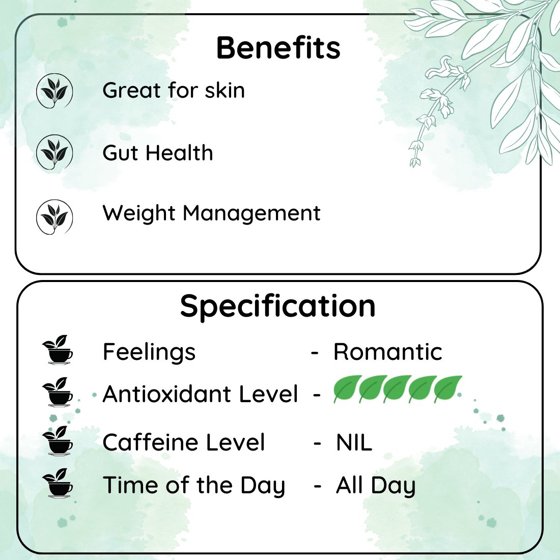 RADIANCE - China Jasmine Flower Decaf Tisane - 50 g | Verified Sustainable by Brown Living™