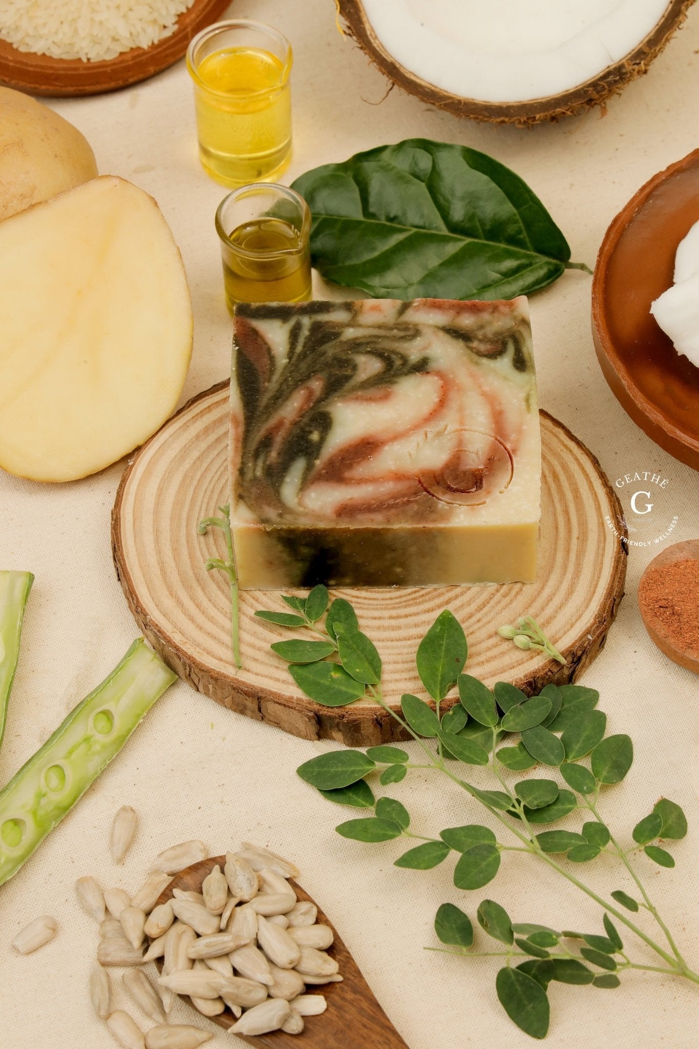 Radiance Manjistha Moringa Potato Juice Handmade Soap – Body Soap on Brown Living™. SKU: R025. Img 2.