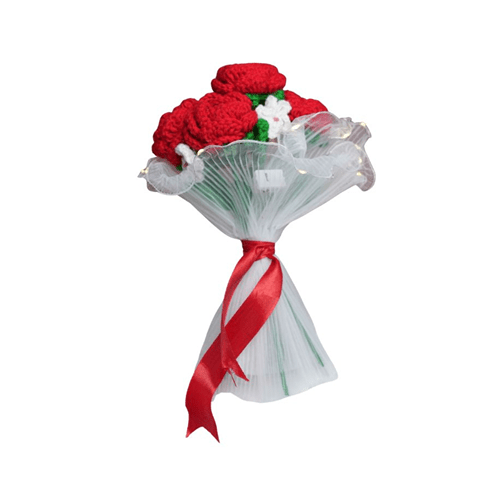 Radiant Red Crochet Rose Bloom | Handcrafted Floral Décor – Home Decor on Brown Living™. SKU: DF-396. Img 10.