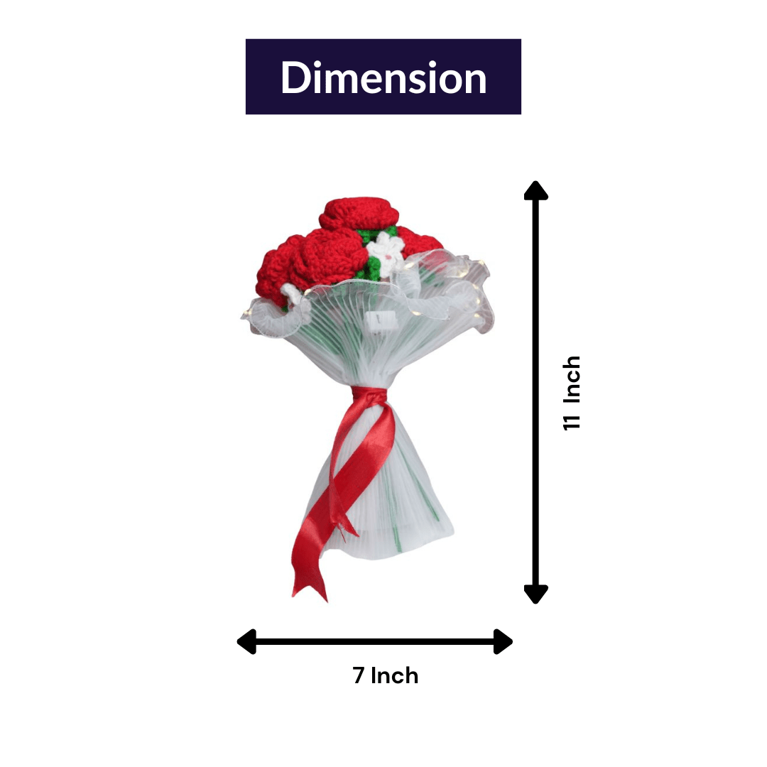 Radiant Red Crochet Rose Bloom | Handcrafted Floral Décor – Home Decor on Brown Living™. SKU: DF-396. Img 4.