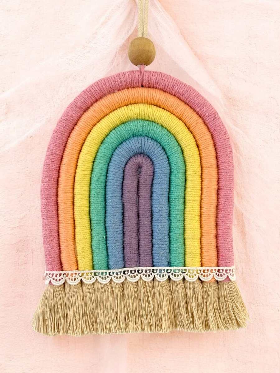 Rainbow Pastel Wall Hanging Décor – Aesthetic Boho Home Accent – Wall Decor on Brown Living™. SKU: RBWPWH013. Img 2.