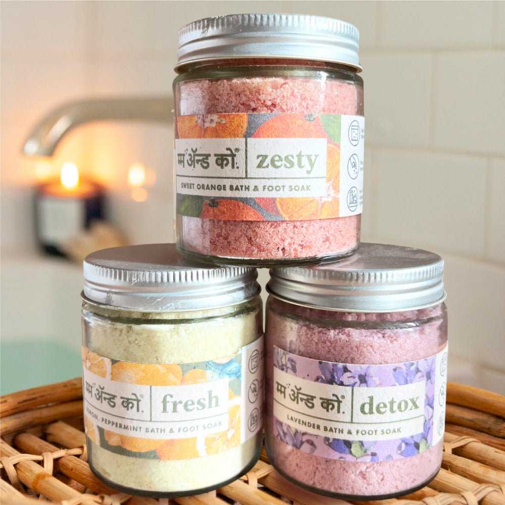 Rainbow Set of Bath & Foot Salt Soak – Bath Salt on Brown Living™. SKU: BSS01. Img 1.