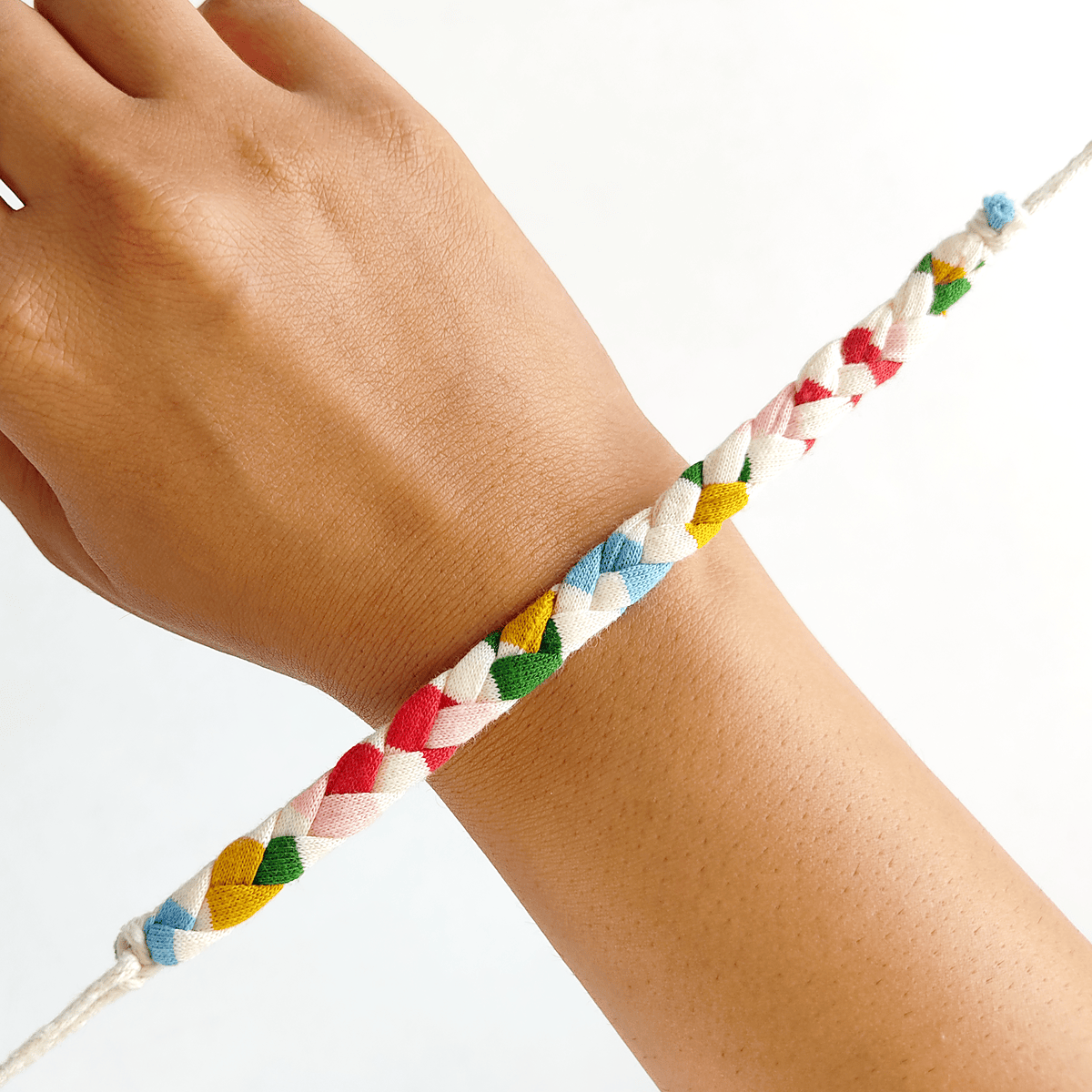 Rainbow Upcycled Fabric Rakhi – Rakhi by WEAR EQUAL available on Brown Living™. . SKU: WEFESTIVERAKHI. Img 5.
