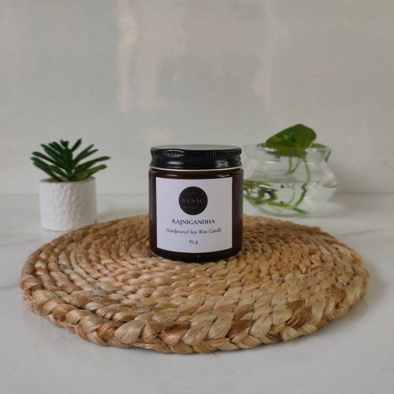 Rajnigandha Scented Soy Wax Candle – Natural & Eco - Friendly – Candles & Fragrances on Brown Living™. SKU: BGSC000009. Img 5.