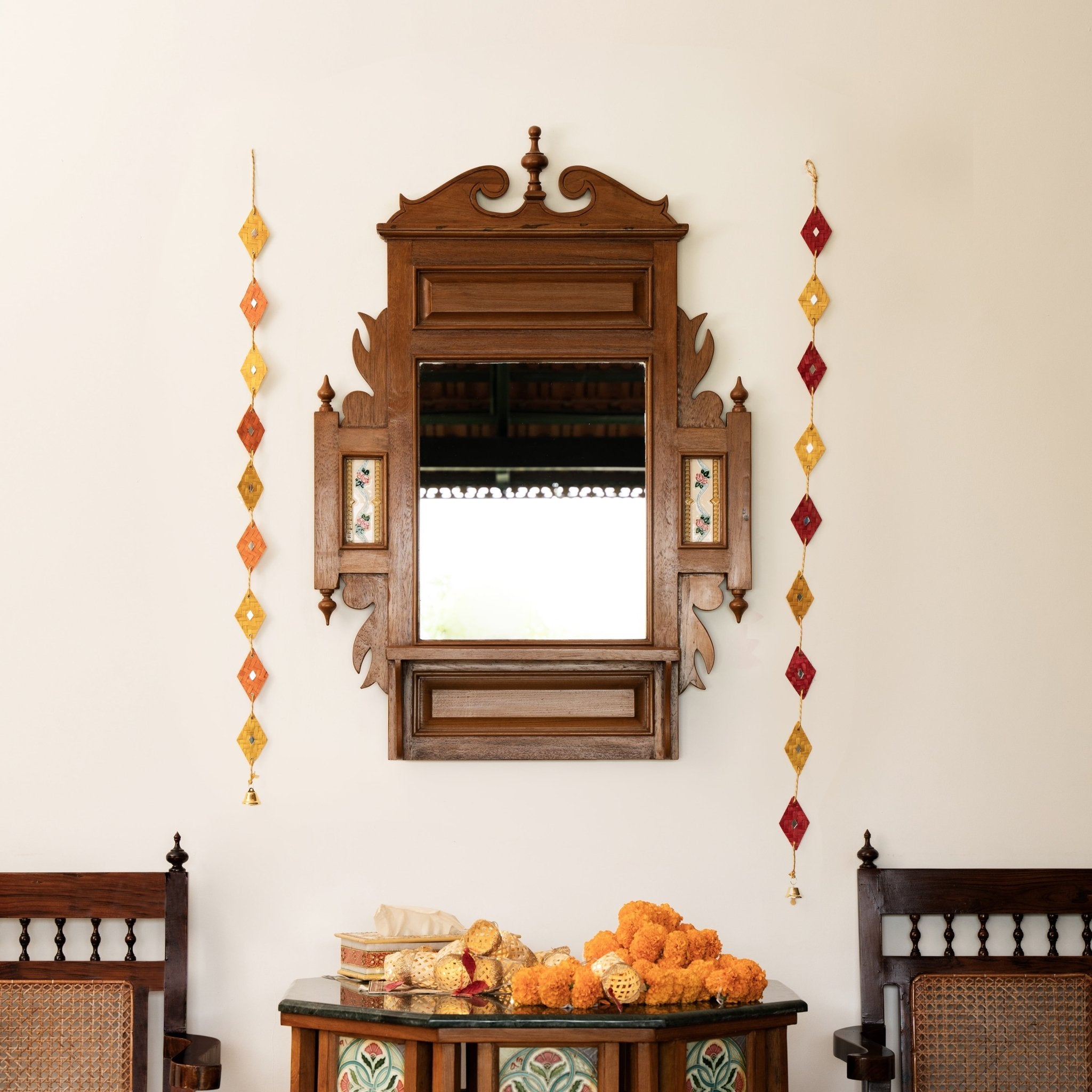 Rang Handcrafted Bamboo Door Hanging for Decor - Set of 2 – Home Decor on Brown Living™. SKU: BTDE - 688. Img 1.