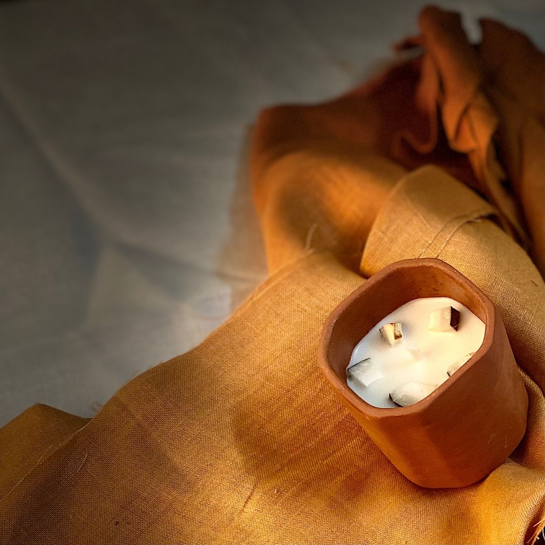 Rasal (रसाल) - 100% soy - wax candle | Zero Soot Candle | Mango Coconut – Candles & Fragrances by Pravaah India available on Brown Living™. Regular . SKU: CAN004_Small. Img 1.