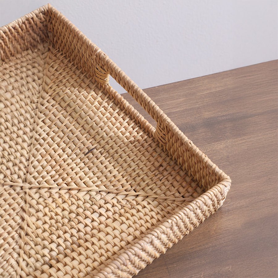 Rattan Manila Tray – Handwoven Sustainable Serving & Décor Tray – Home Decor on Brown Living™. SKU: ManilaRectangleTraySmall. Img 4.