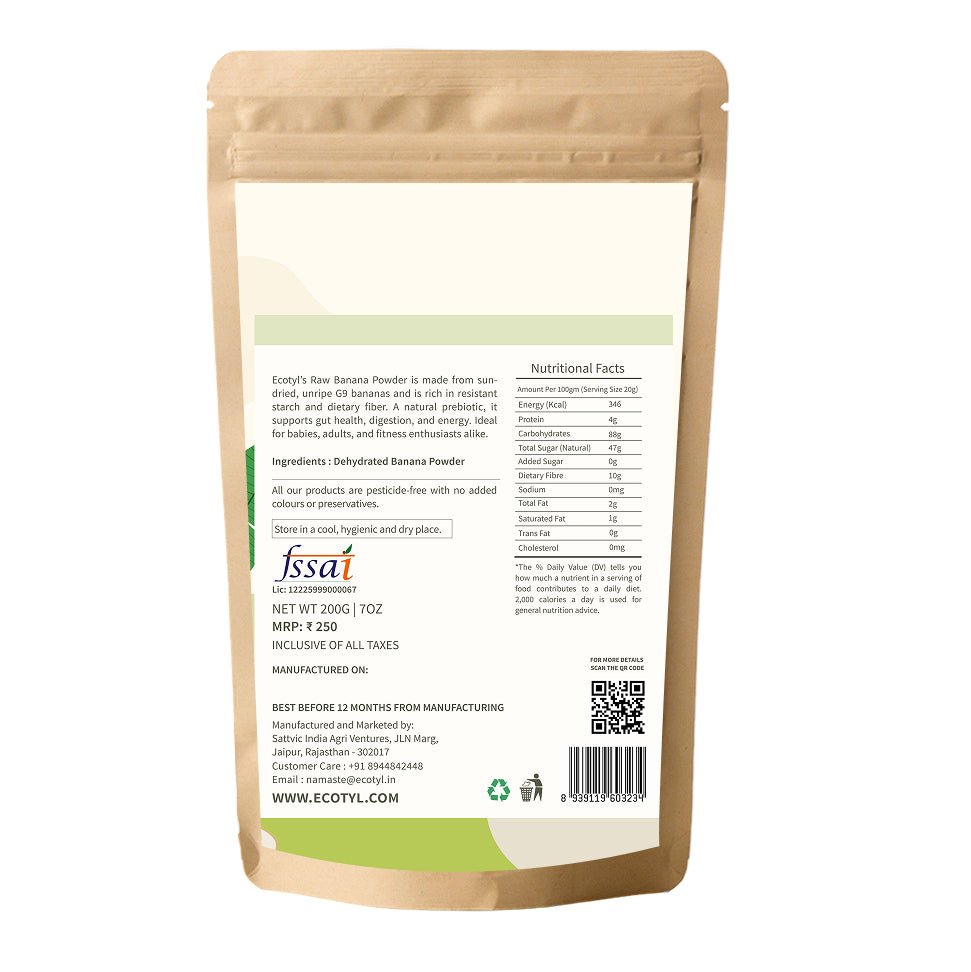 Raw Banana Powder | Prebiotic Superfood | Supports Gut Health | 200g – Powder Drink Mixes by Ecotyl available on Brown Living™. . SKU: ECOTYL00036. Img 6.