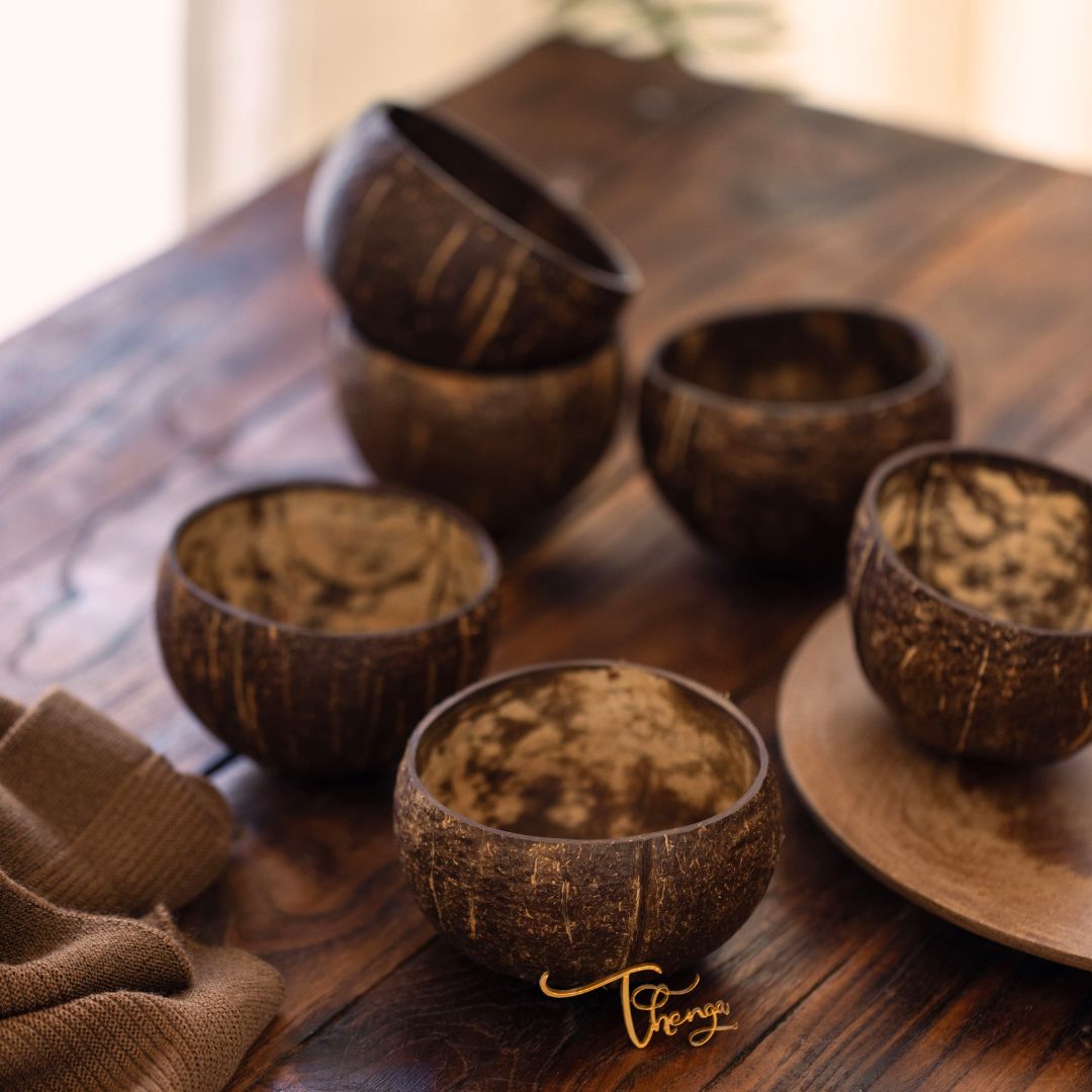 Raw Natural Coconut Shell Bowl - 350ml (Set of 2) – Plates & Bowls on Brown Living™. SKU: ROUGHBOWL - 2. Img 4.
