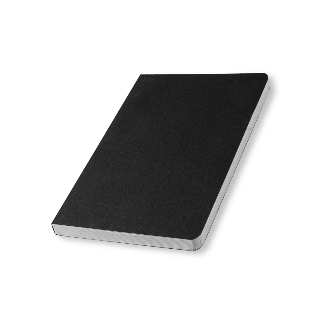Re Black Softback Notebook Made From Upcycled Sanitary Pads – Notebooks & Notepads on Brown Living™. SKU: SGC4RBL1A5-160. Img 1.