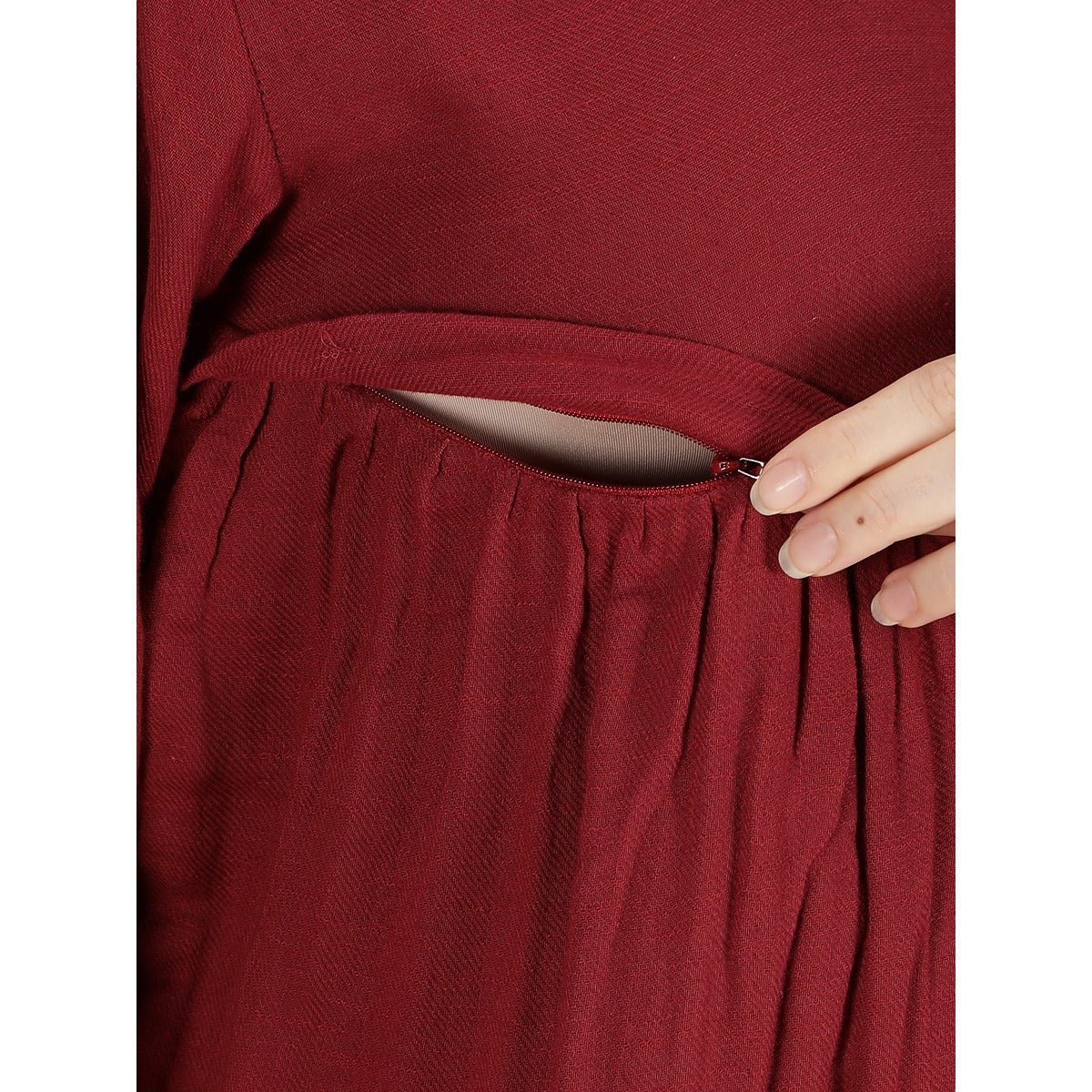 Red Hopping Hedgehog Dress Mama | Cotton Maternity Dress – Womens Maternity Wear on Brown Living™. SKU: MCBL146-. Img 5.