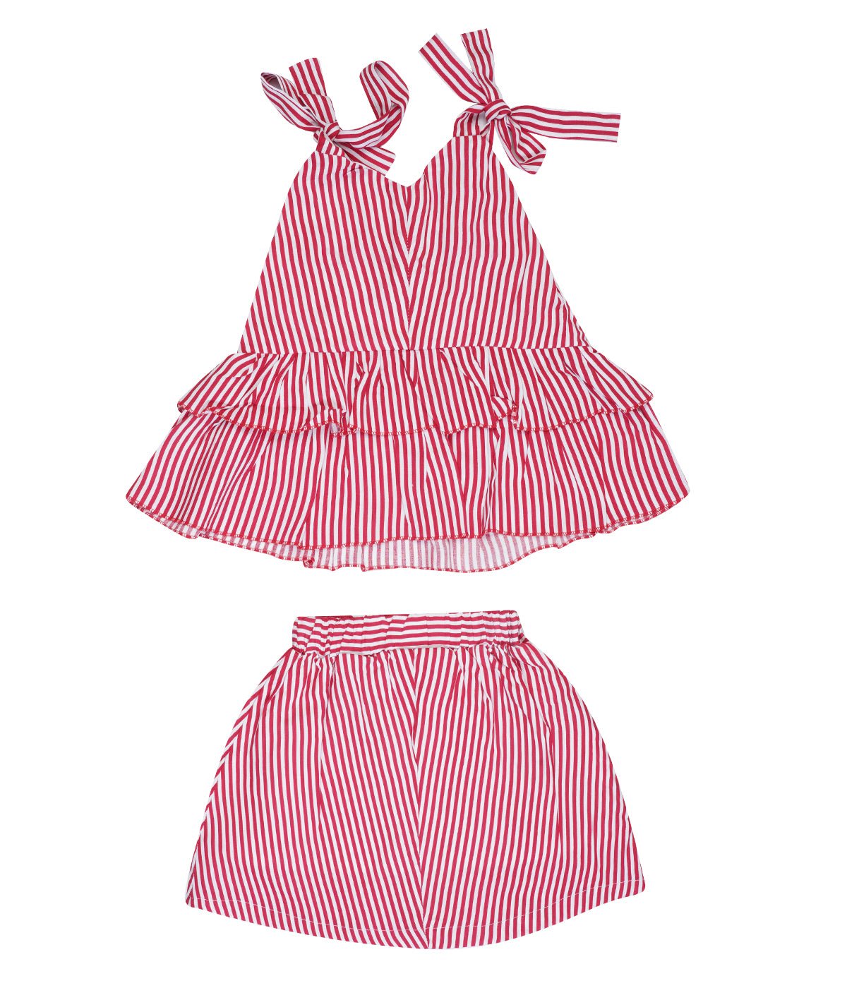Red Stripe Co - ord Set Regular Fit for Girls – Kids Daywear Sets on Brown Living™. SKU: PG162_1. Img 1.