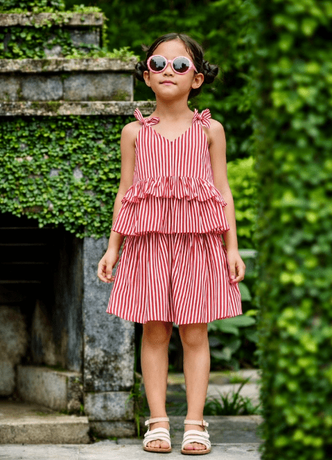 Red Stripe Co - ord Skirt and Top Set Regular Fit for Girls – Kids Daywear Sets on Brown Living™. SKU: PG162_1. Img 7.