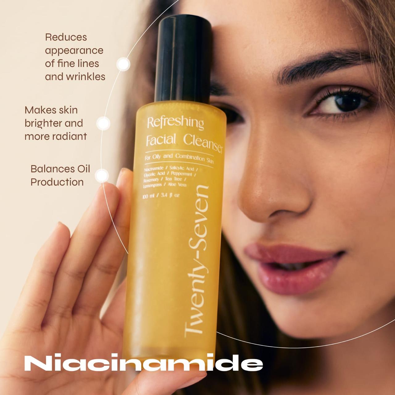 Refreshing Facial Cleanser with Niacinamide, AHA & BHA – Face Cleanser on Brown Living™. SKU: TS24001. Img 2.