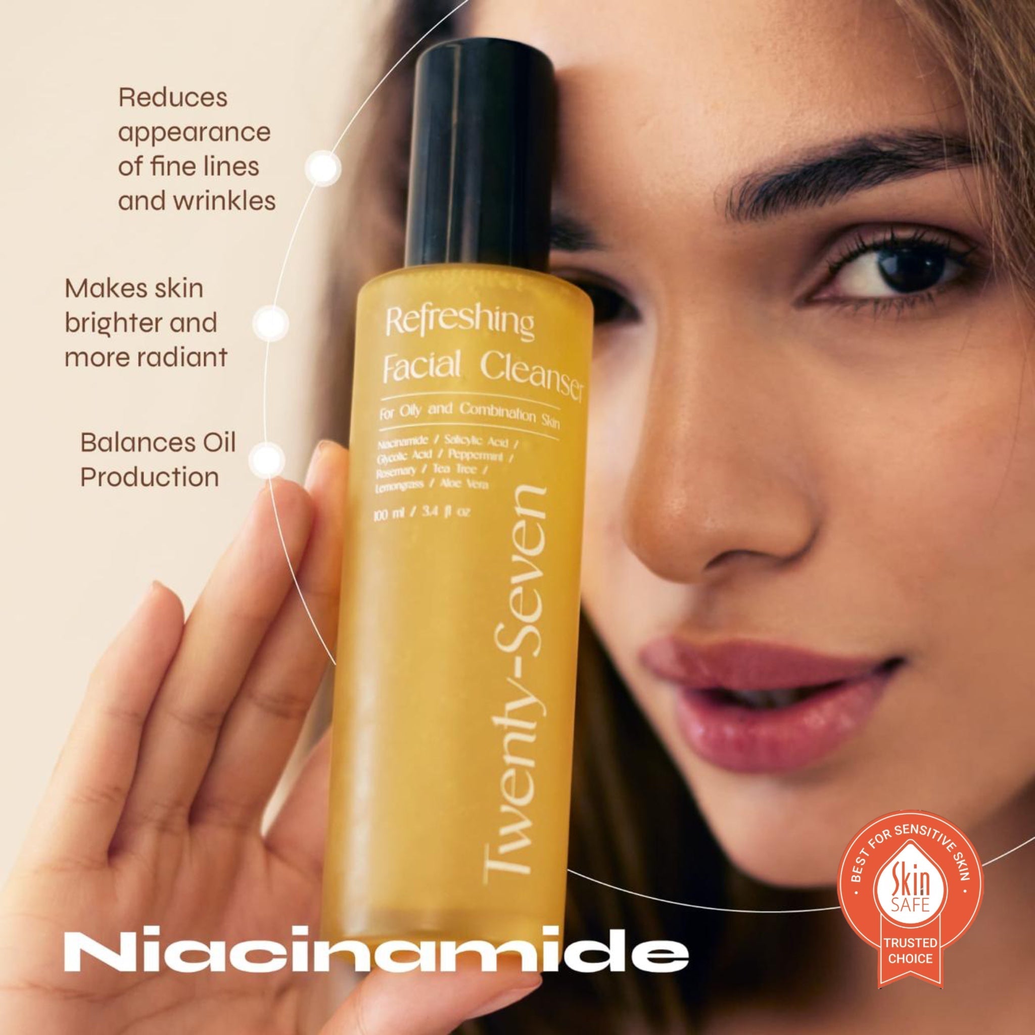 Refreshing Facial Cleanser with Niacinamide, AHA & BHA – Face Cleanser on Brown Living™. SKU: TS24001. Img 4.