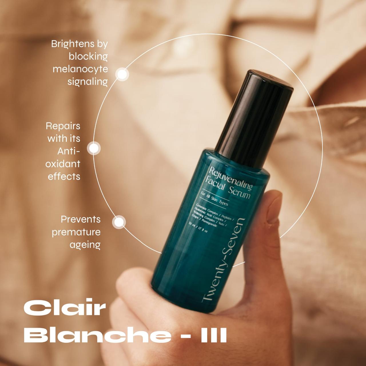 Rejuvenating Facial Serum with Ceramides, Peptides and Hyaluronic Acid – Face Serum on Brown Living™. SKU: TS24003. Img 5.