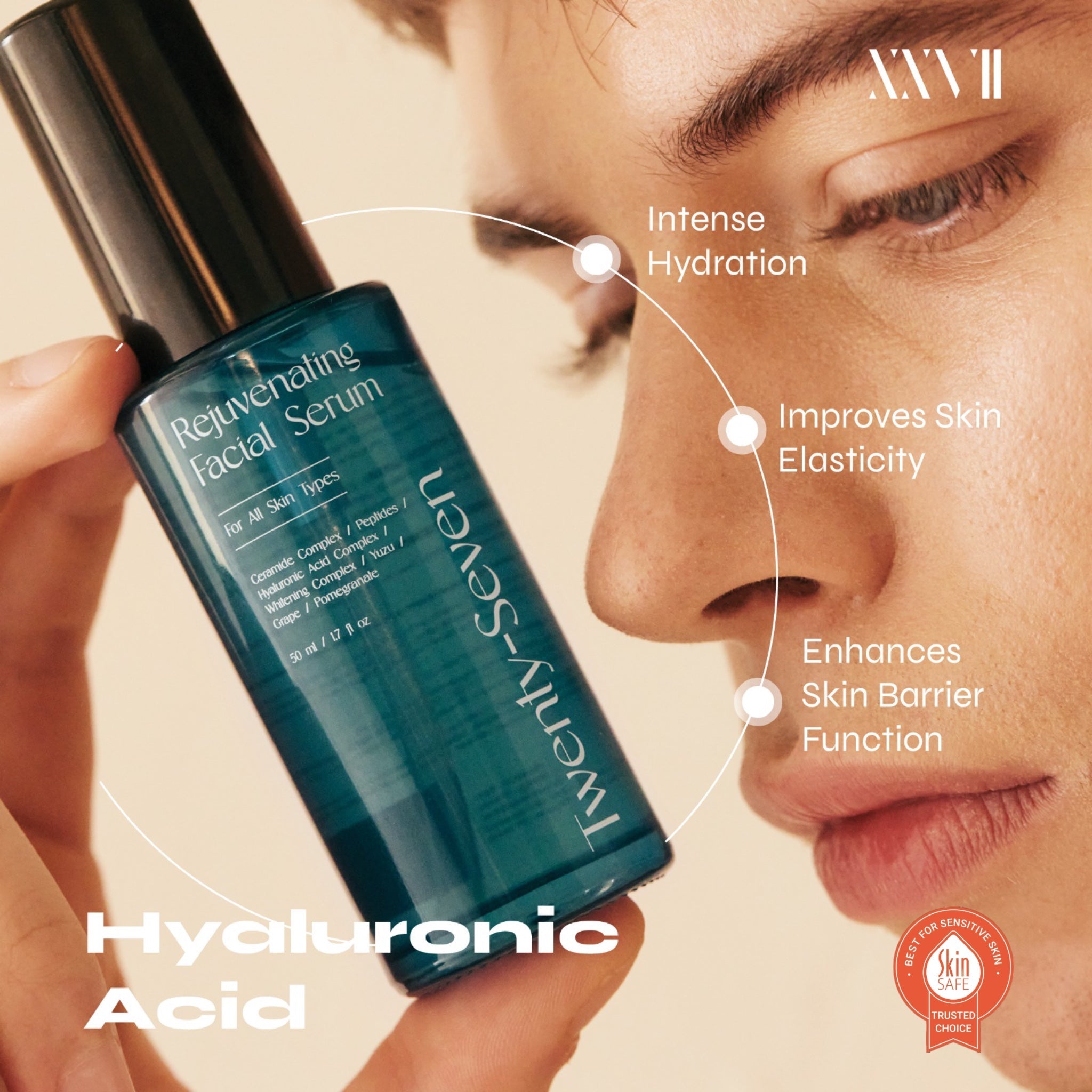 Rejuvenating Facial Serum with Ceramides, Peptides and Hyaluronic Acid – Face Serum on Brown Living™. SKU: TS24003. Img 7.