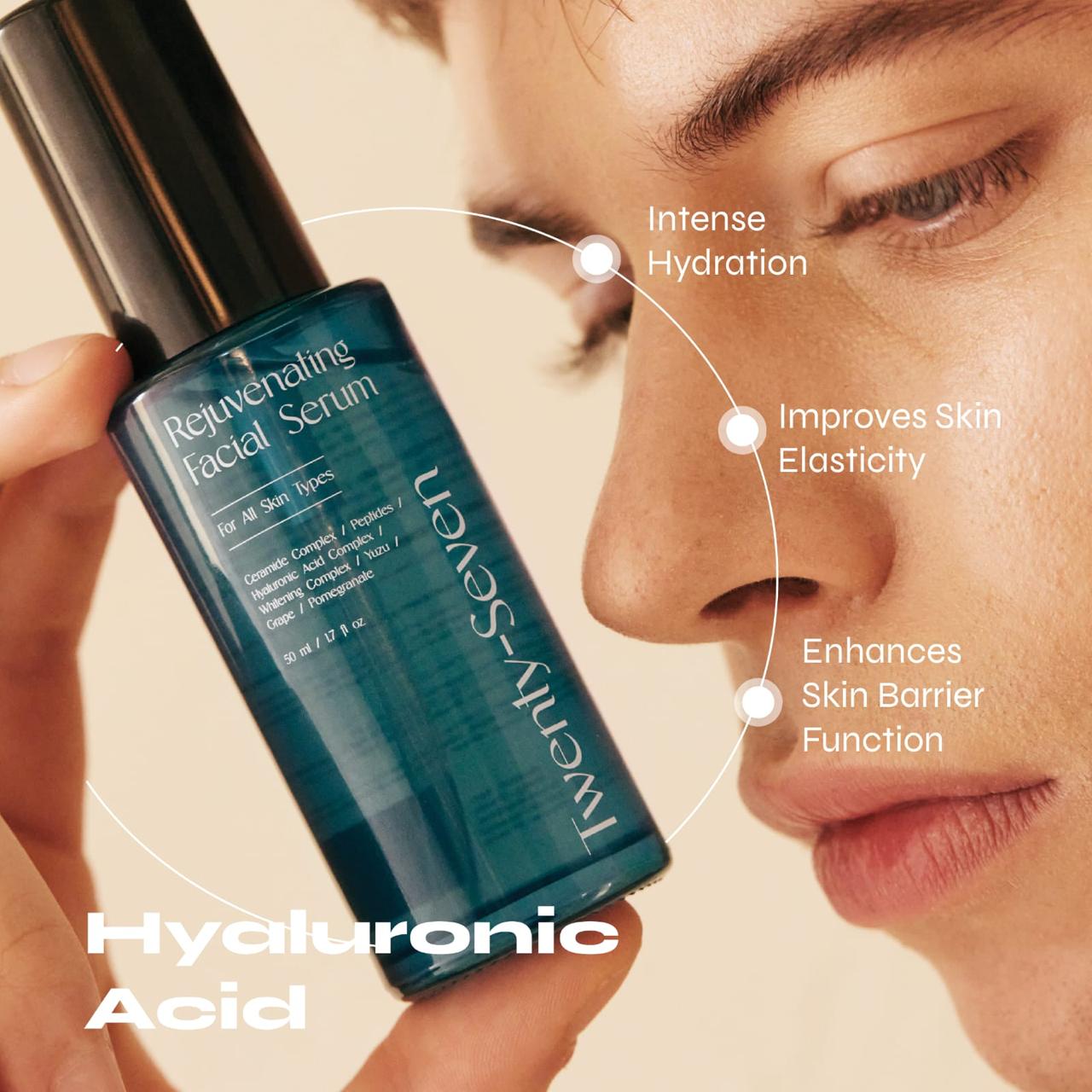 Rejuvenating Facial Serum with Ceramides, Peptides and Hyaluronic Acid – Face Serum on Brown Living™. SKU: TS24003. Img 3.