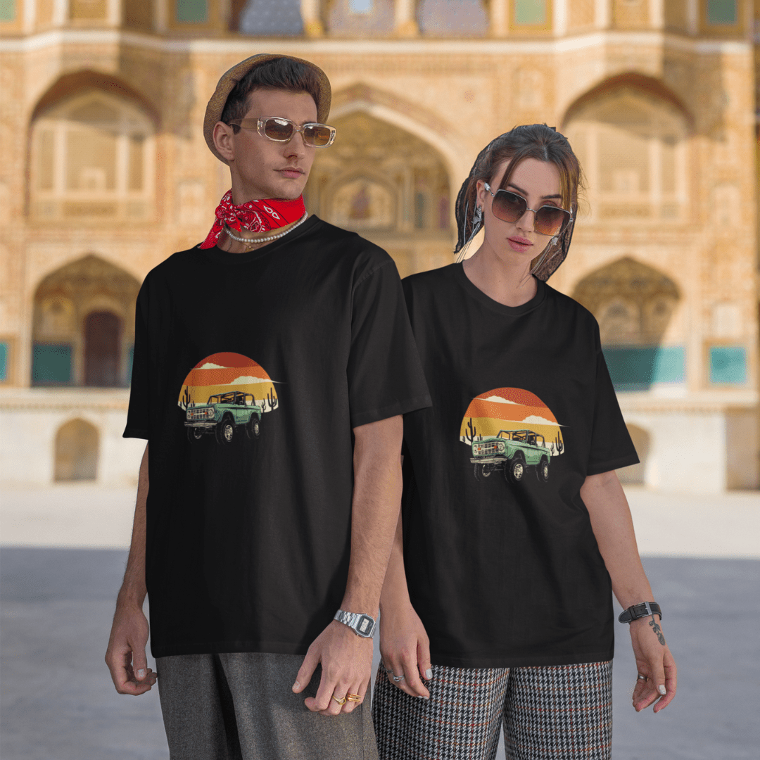 Retro Drive Black | Hemp T-Shirt | Unisex – Mens T-Shirt on Brown Living™. SKU: RetroDrive-S. Img 2.