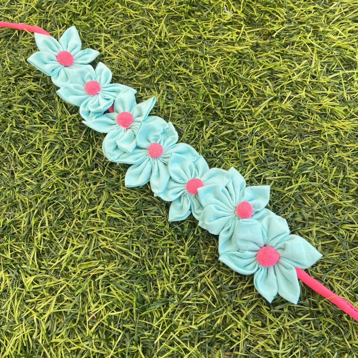 Reusable Fabric Gajra Similar Print | Handmade, Eco - Friendly – Womens Jewellery by Aftertaste available on Brown Living™. . SKU: 123000142019. Img 5.